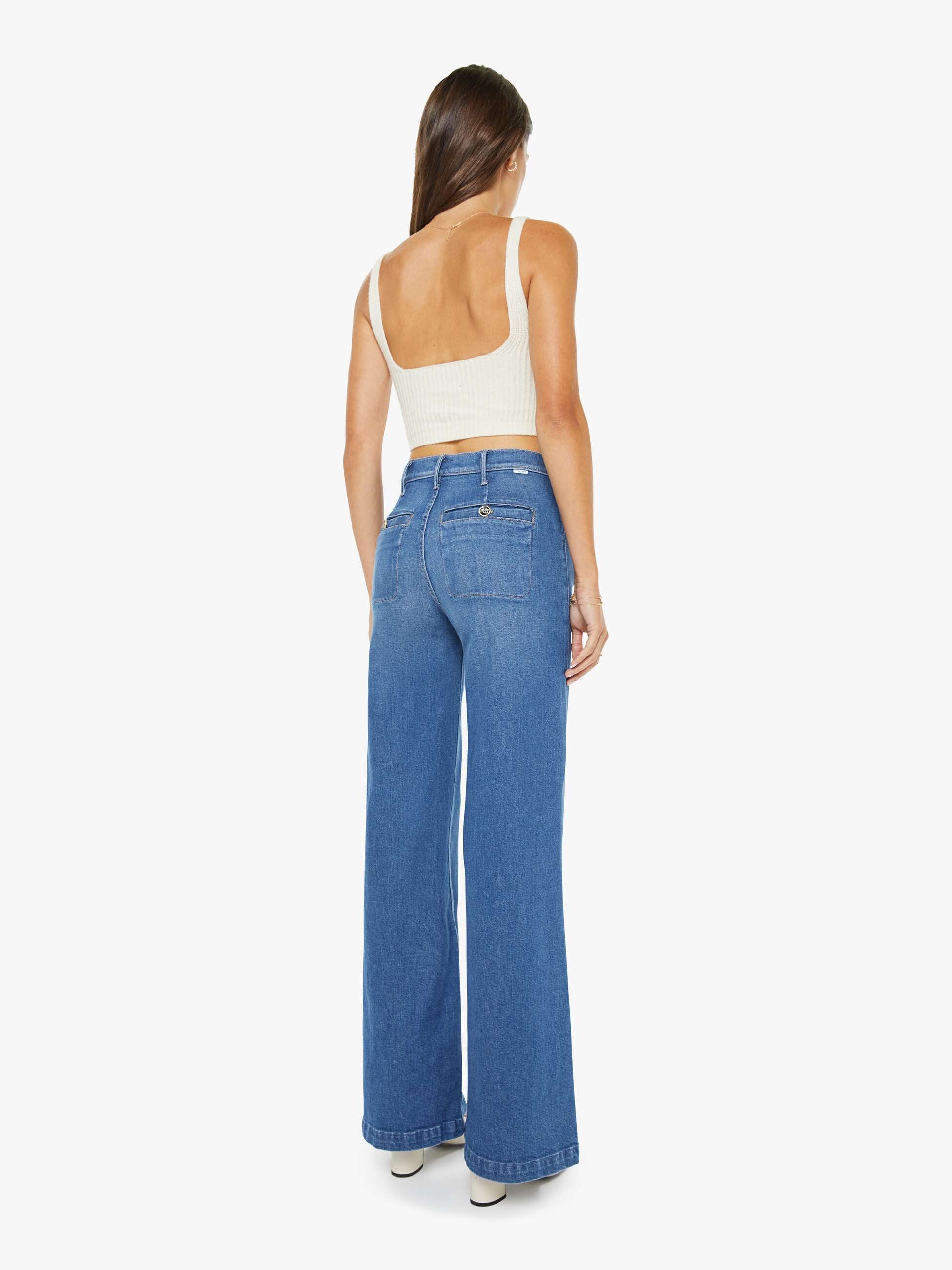 Mother Hustler Roller Sneak Whisk Me Away Wide Leg Jeans