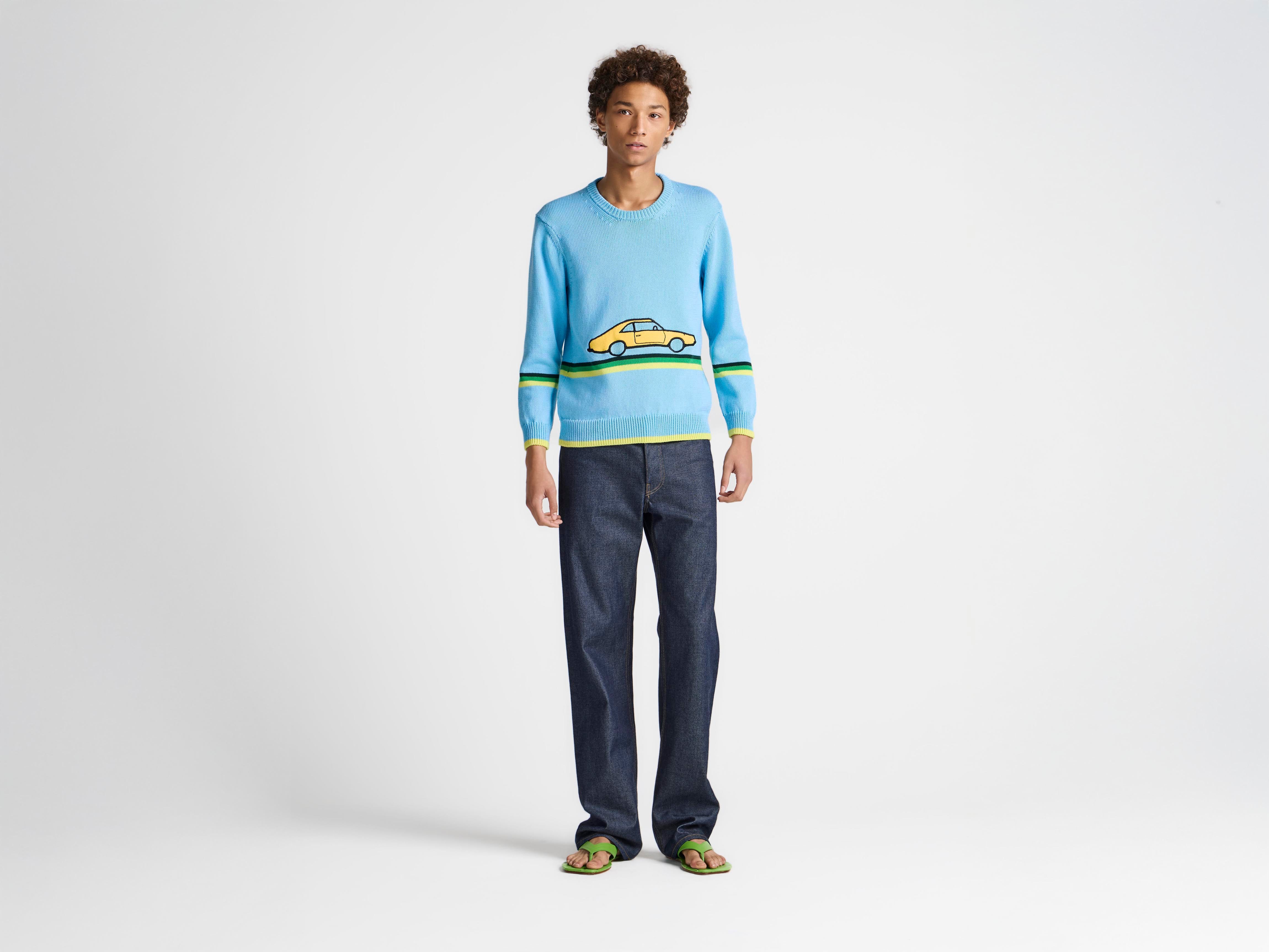 J.W.Anderson Car Jumper Pullover Hellblau Baumwolle