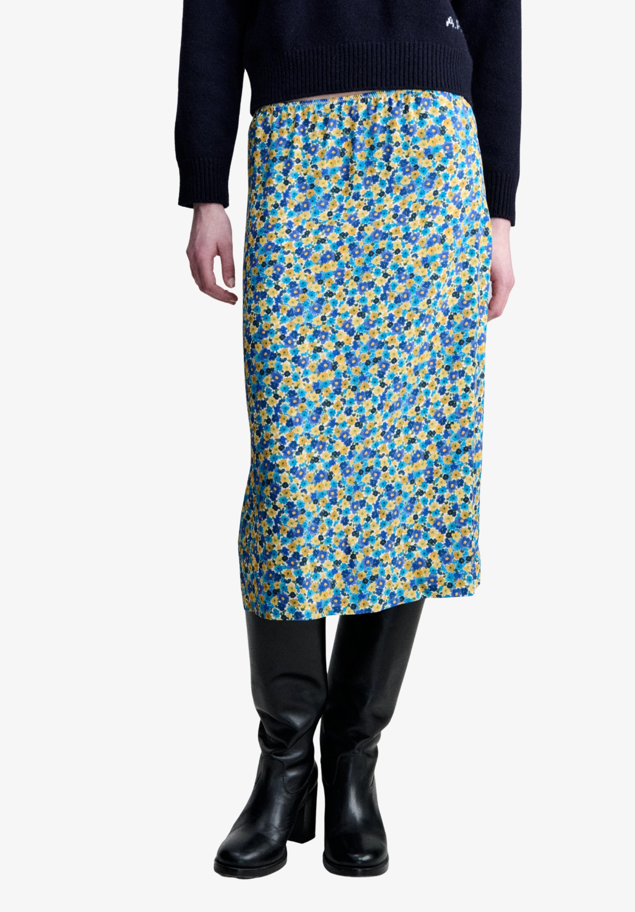A.P.C. Viskoserock Blumenmuster wadenlang Gr. 36