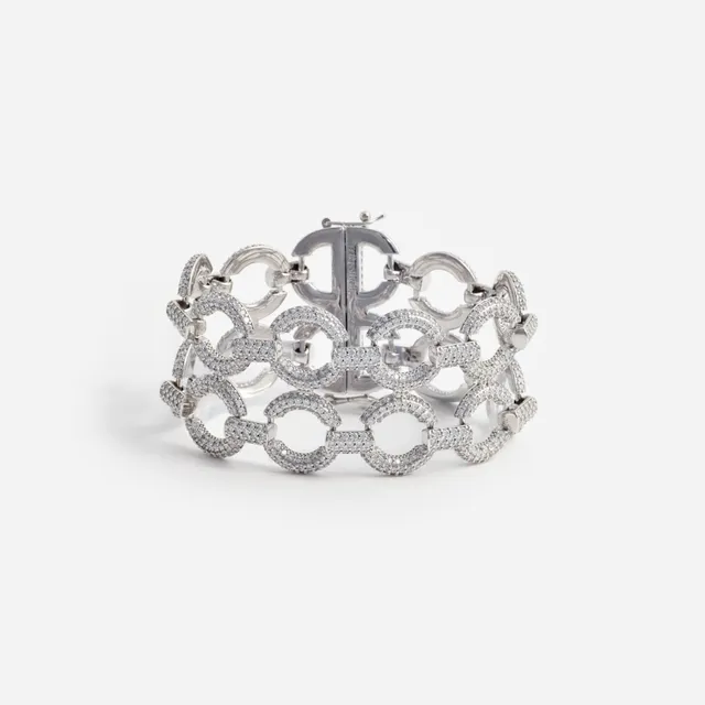 Self Portrait Jewellery Double Crystal Link Bracelet Armband Silber