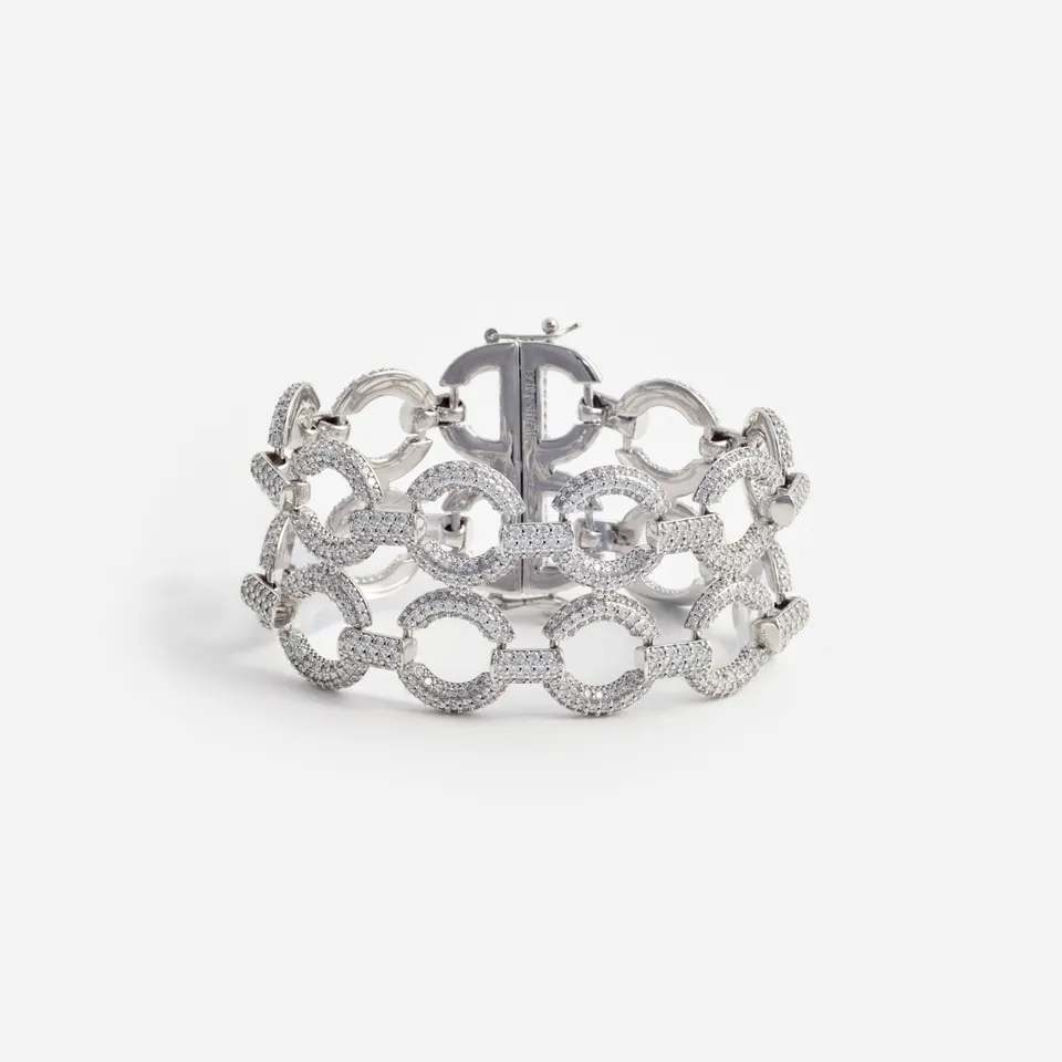 Self Portrait Jewellery Double Crystal Link Bracelet Armband Silber