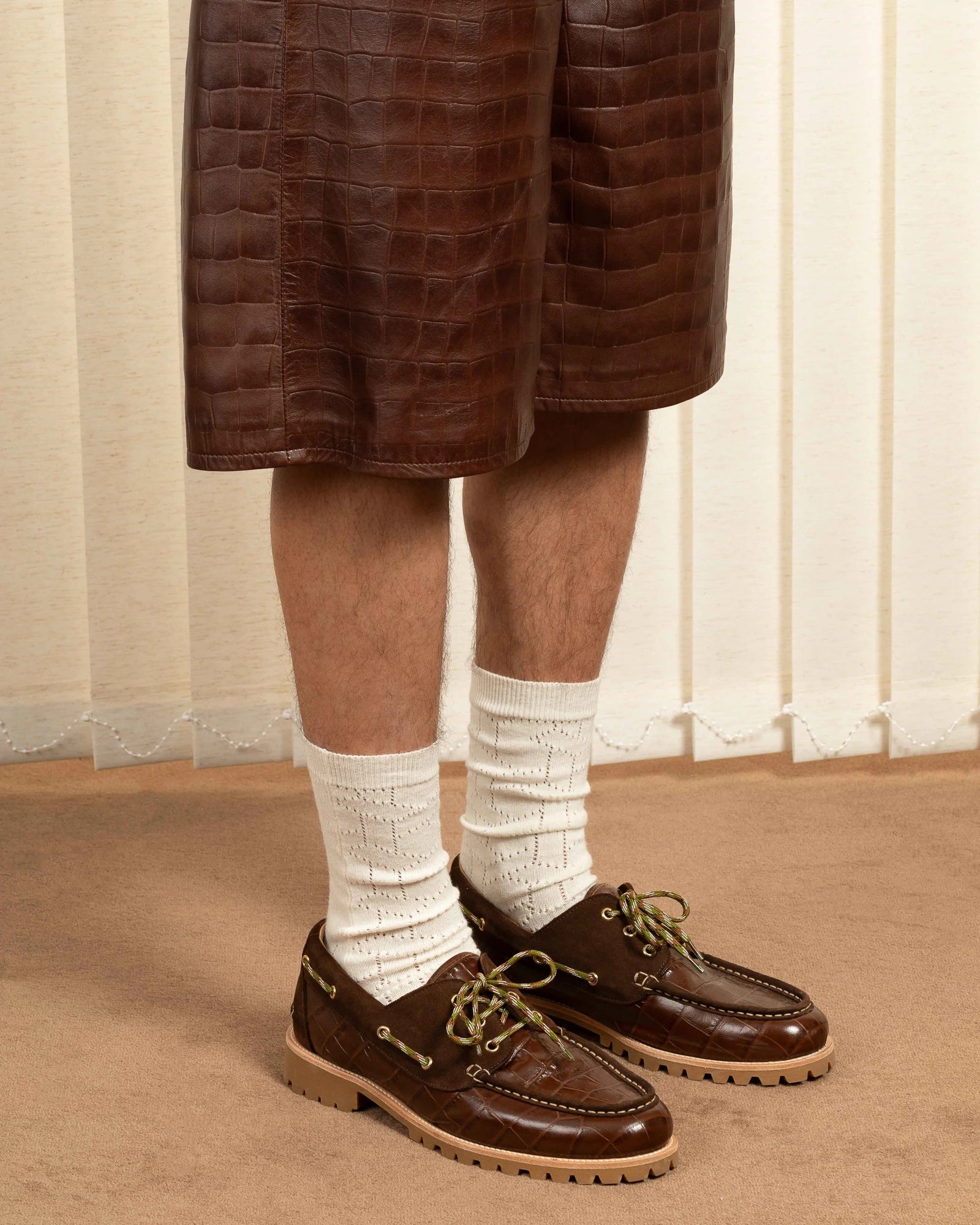 Drôle De Monsieur La Chaussure Bateau Croco Braun Leder