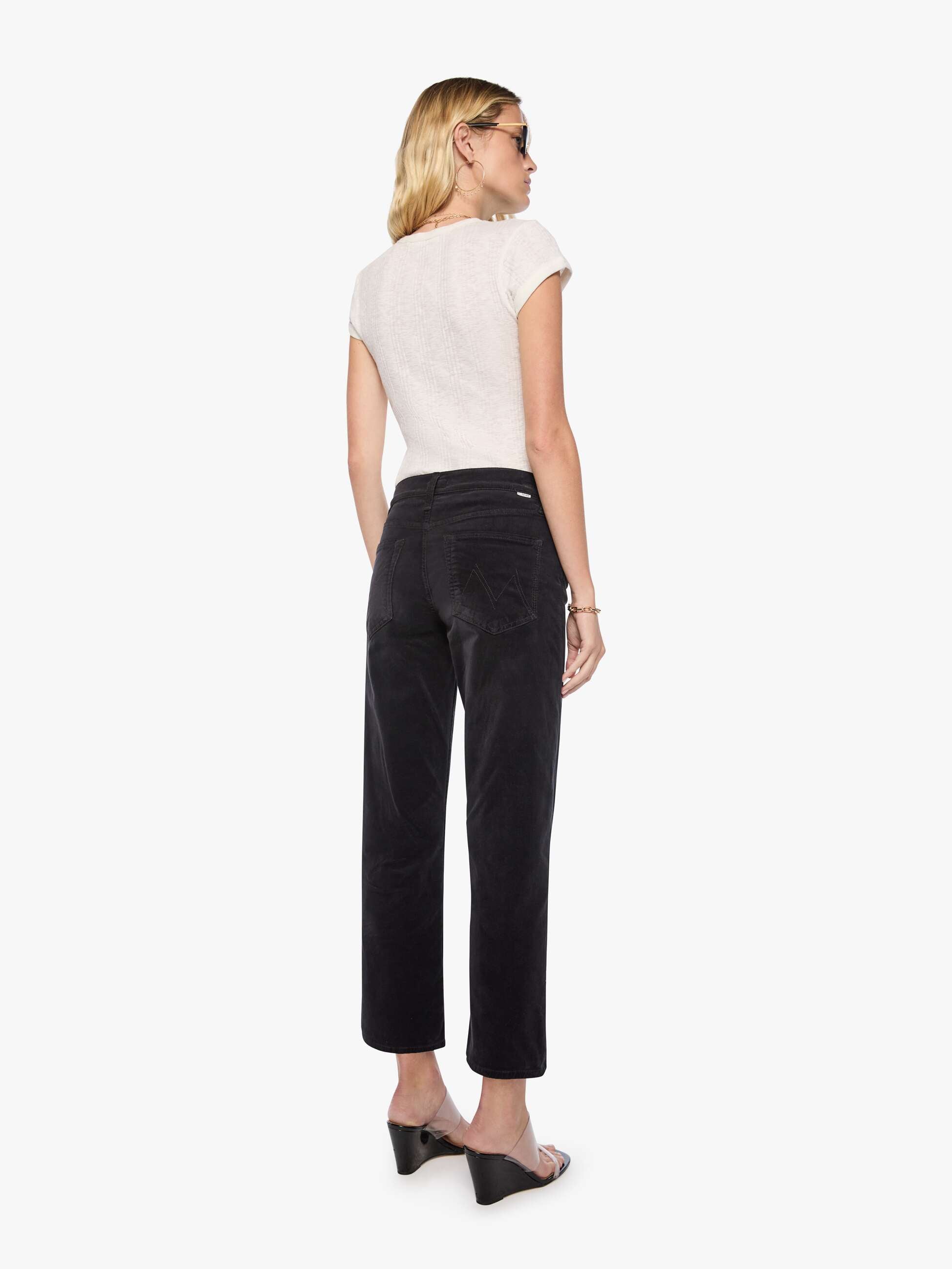 Mother The Newbie Ankle Cordhose Beluga Schwarz