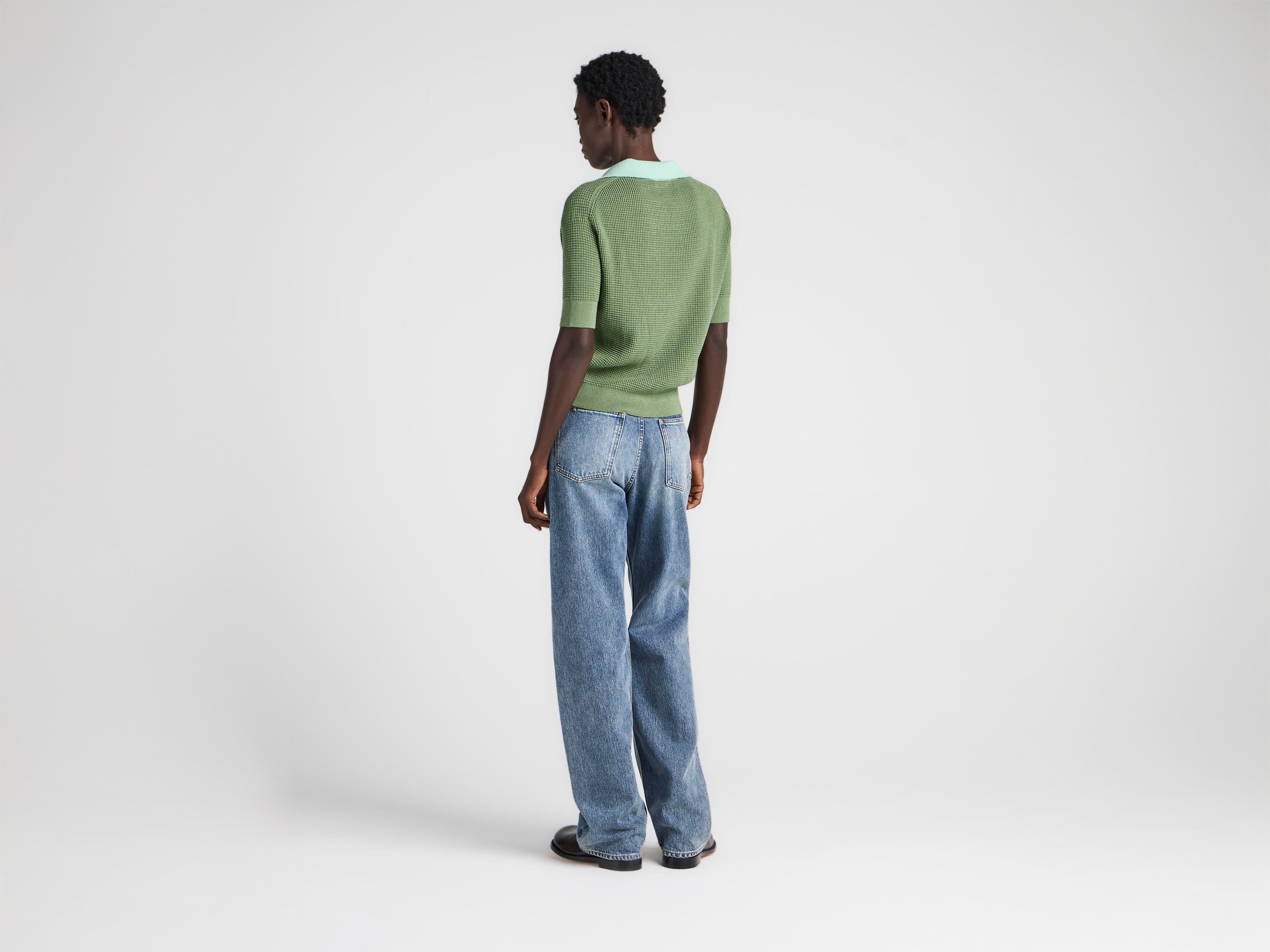 J.W.Anderson Knitted Polo Top mint Waffelstrick