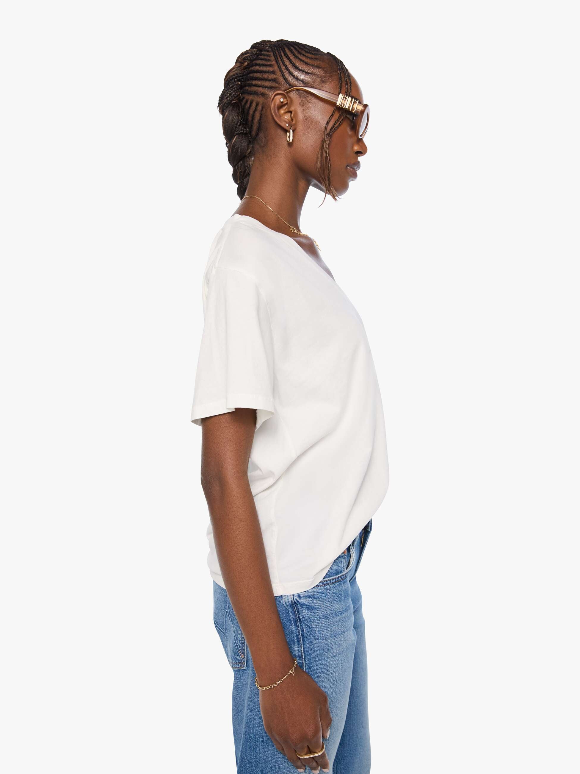 Mother The Varsity Rowdy T-Shirt Fluff Weiß