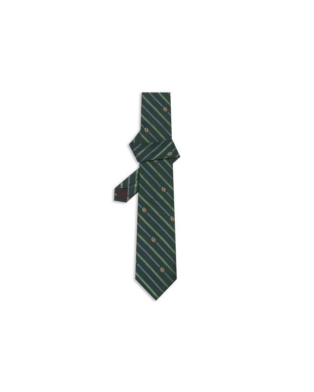 Drôle De Monsieur Monogramme Seiden-Krawatte Dunkelgrün