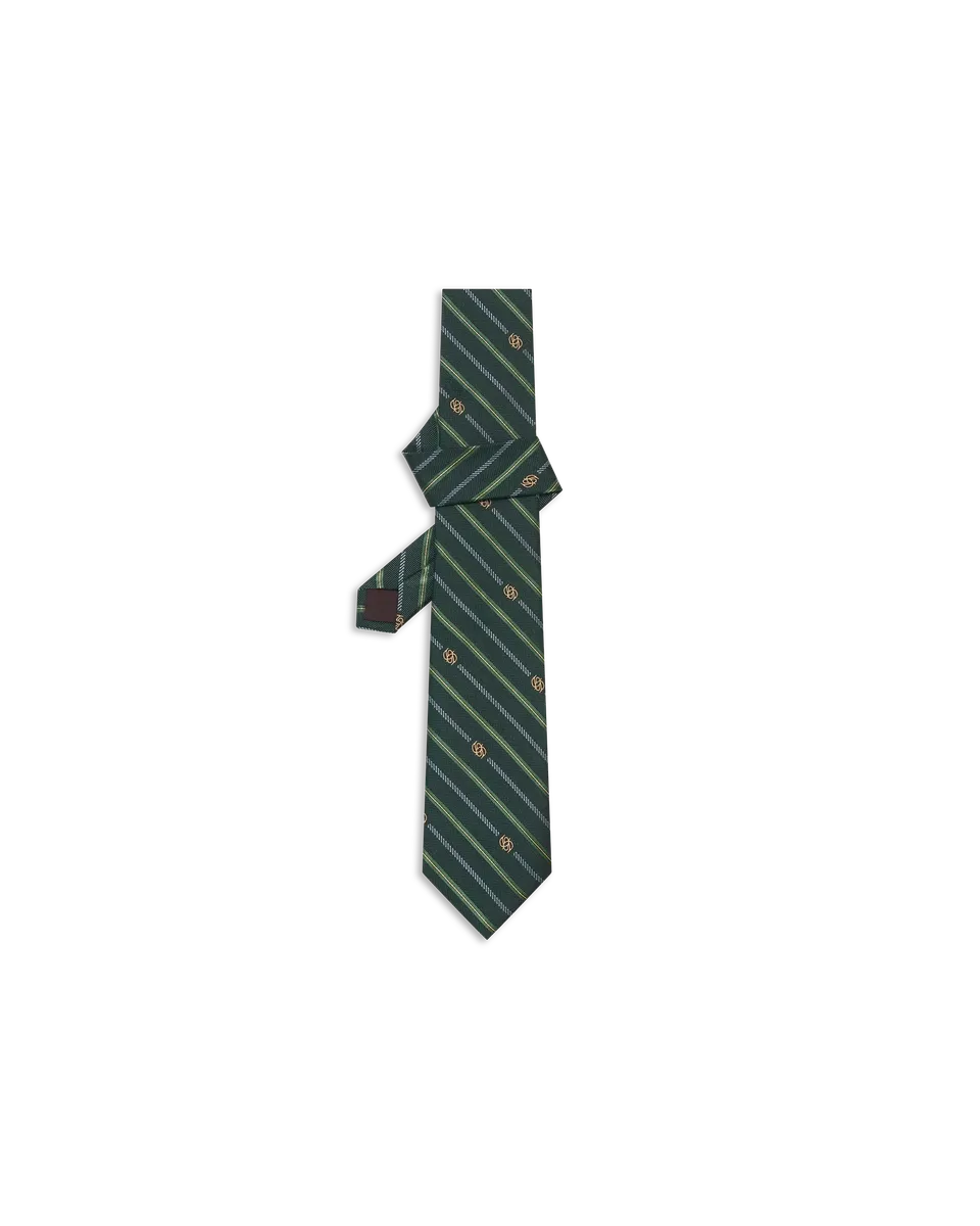 Drôle De Monsieur Monogramme Seiden-Krawatte Dunkelgrün