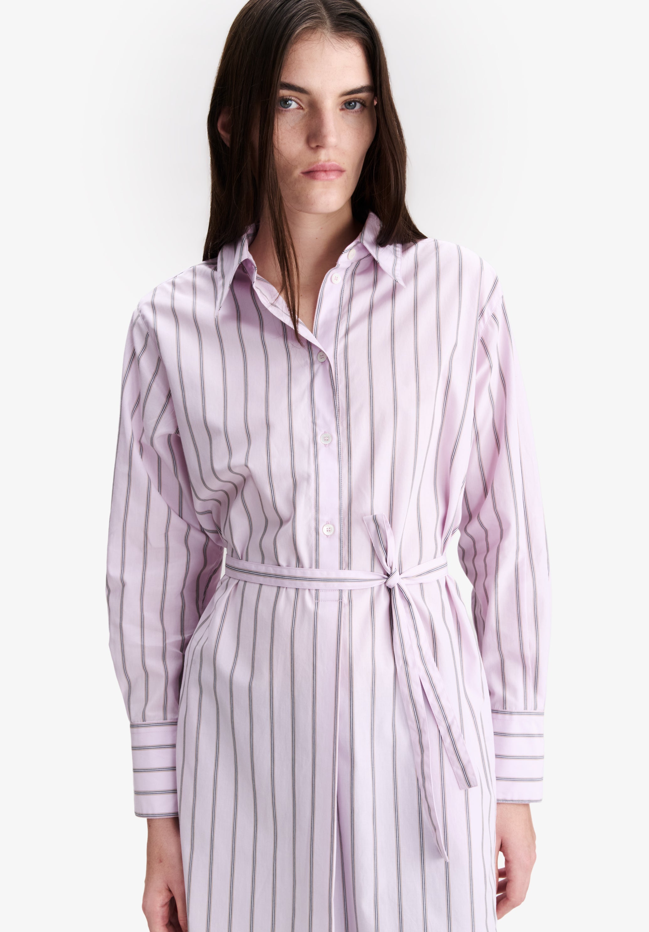 A.P.C. Hemdblusenkleid rosa Bio-Baumwolle knielang