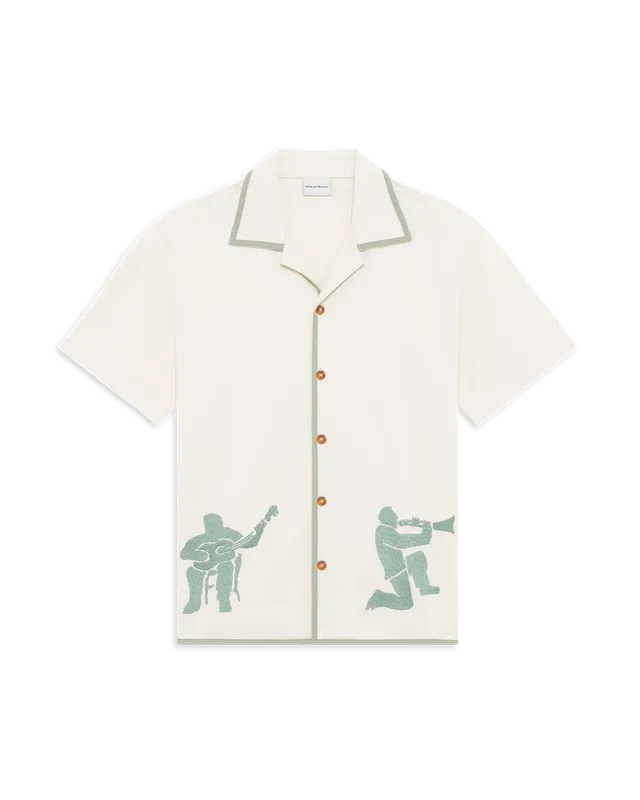 Drôle De Monsieur Chemise Brodée Musiciens Hemd Off White