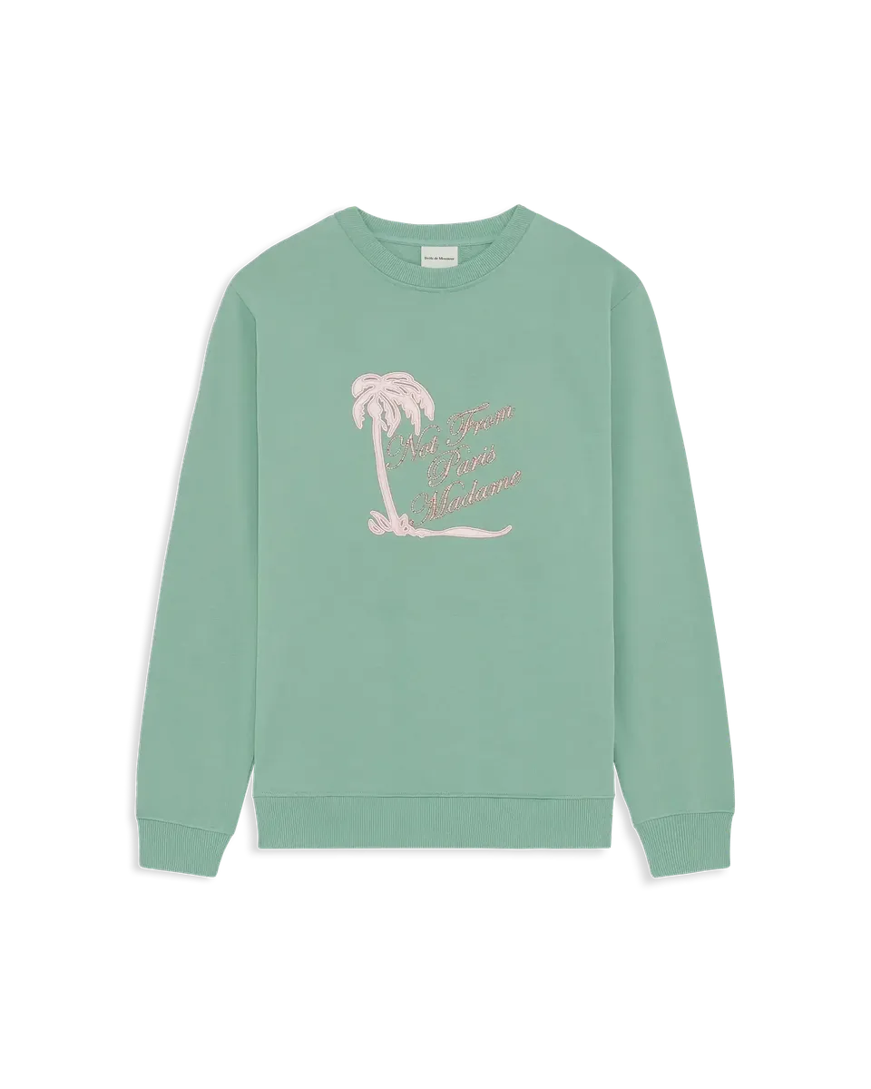 Drôle De Monsieur Slogan Palmiers Sweatshirt Wassergrün