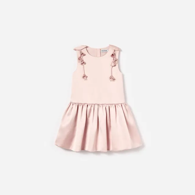Self Portrait Pink Satin Flower Kinder Kleid 3/4 Rosa