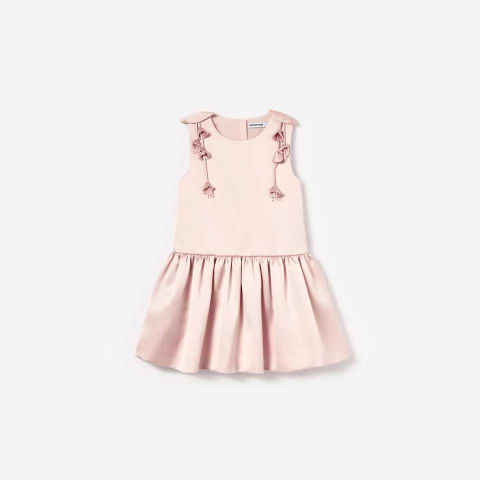 Self Portrait Pink Satin Flower Kinder Kleid 3/4 Rosa