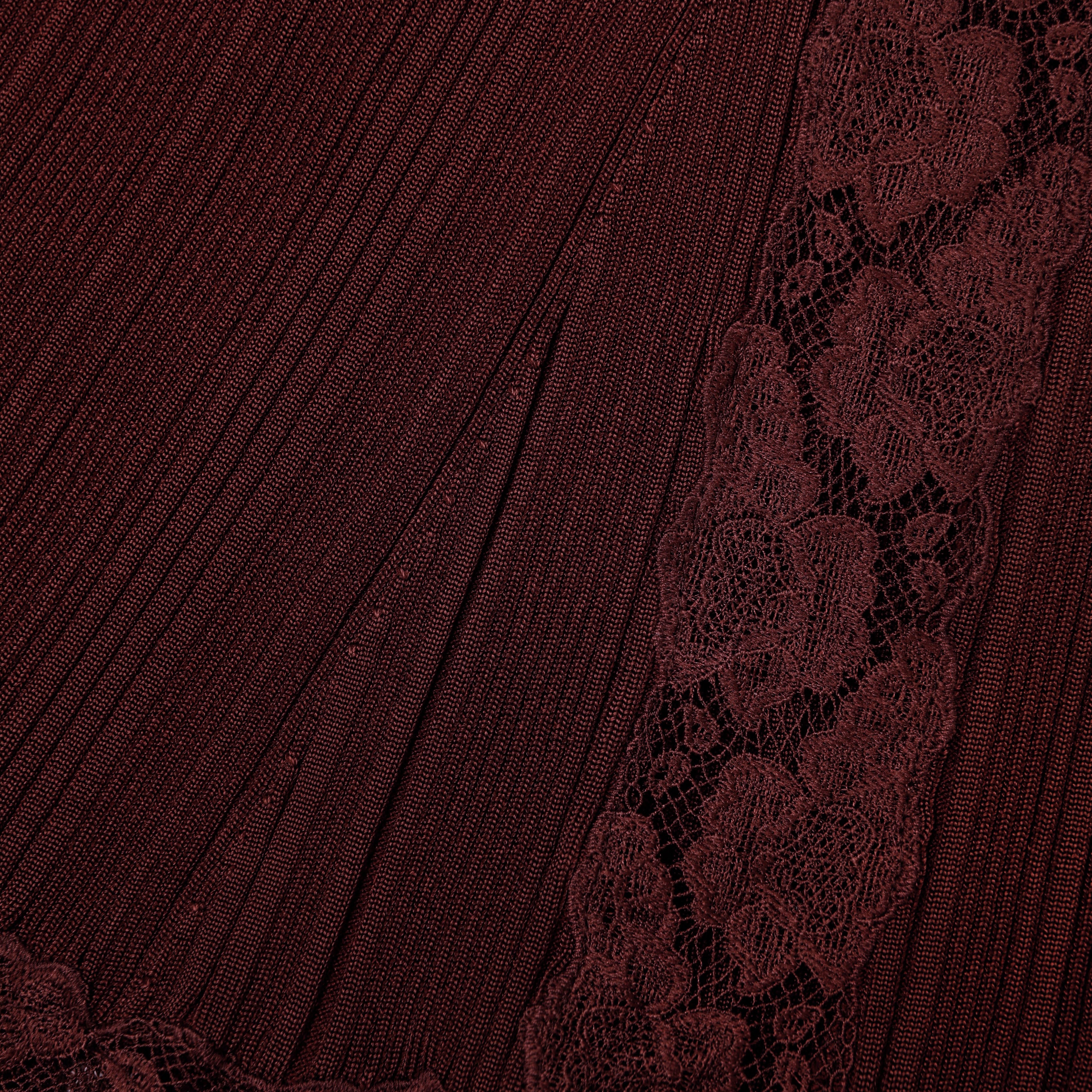 Self Portrait Dresses Burgundy Knit Midi Dress Bordeaux Spitze