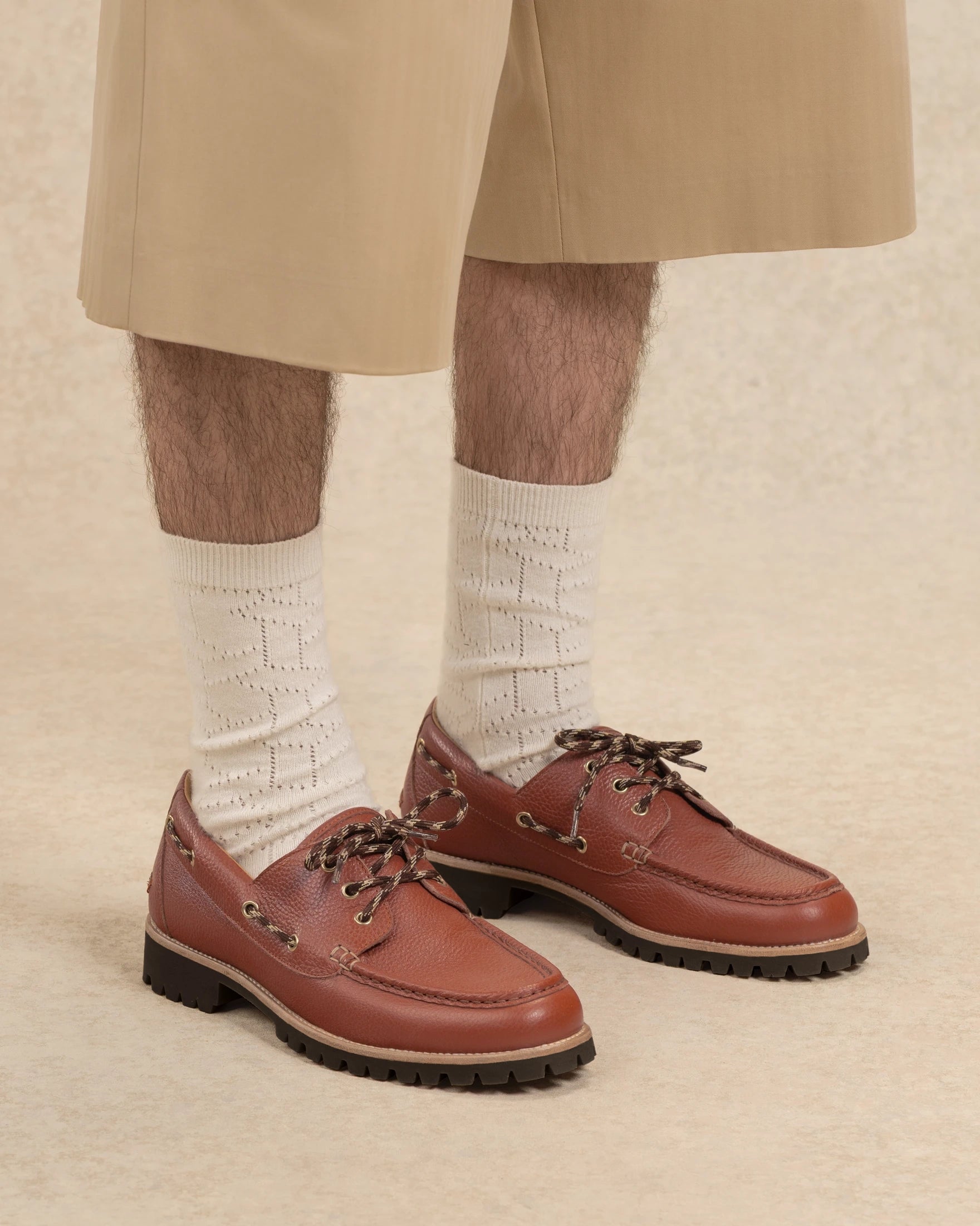 Drôle De Monsieur Chaussure Bateau Bootsschuh Braun Leder