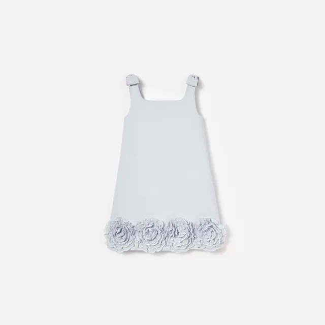 Self Portrait Blue Crepe Flower Dress Kleid Blau 3-4 Blumen