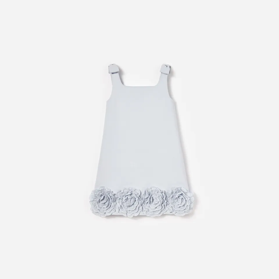 Self Portrait Blue Crepe Flower Dress Kleid Blau 3-4 Blumen