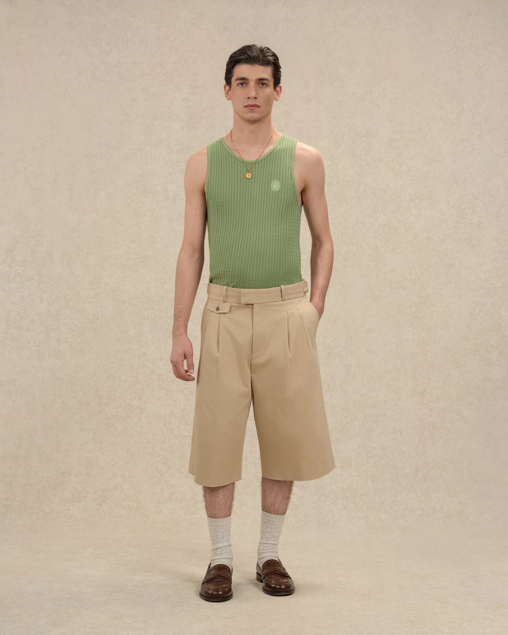Drôle De Monsieur Short Long Coton Shorts Beige Baumwolle