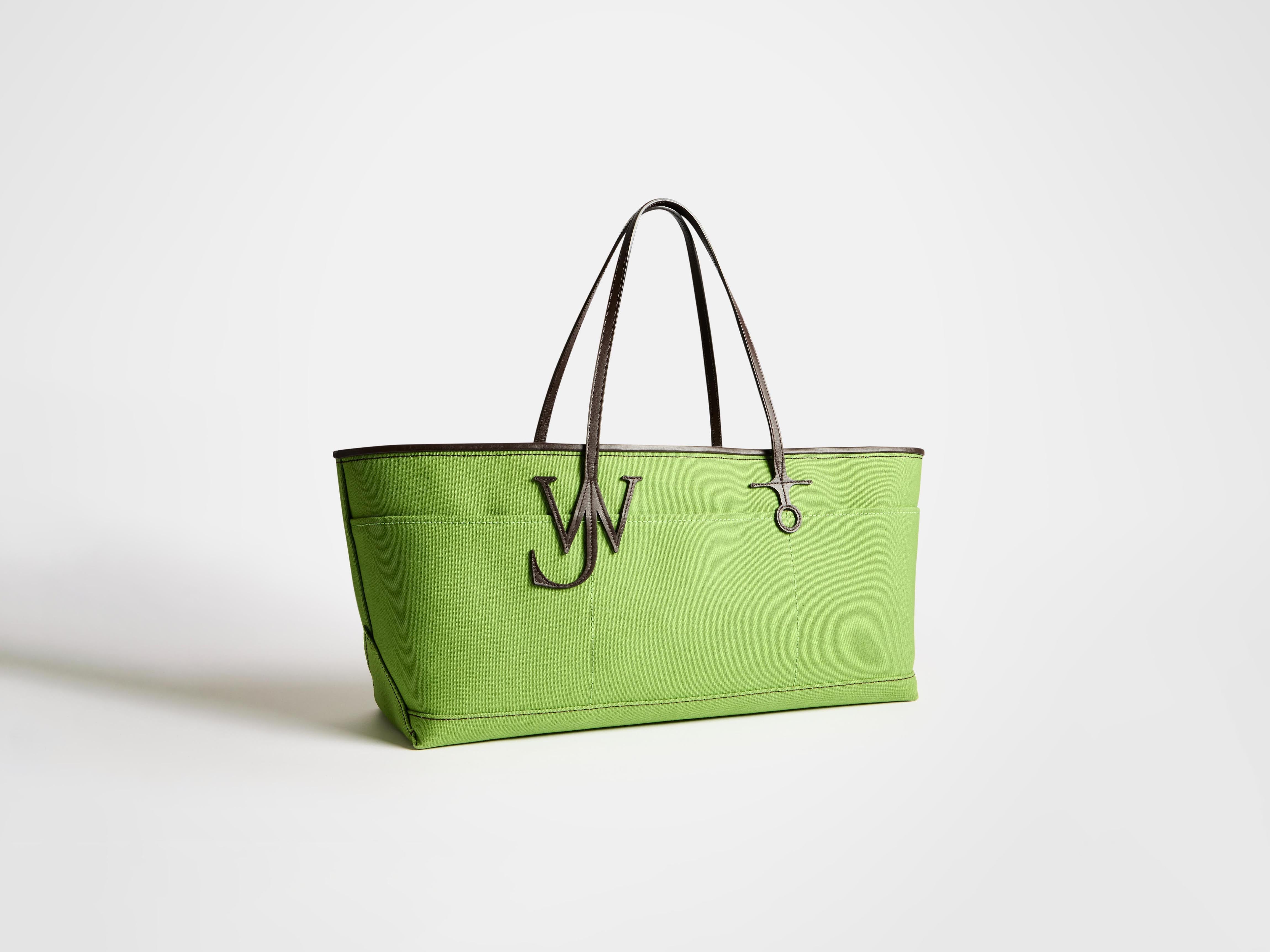 J.W.Anderson Stretch Anchor Tote Grün Canvas Leder