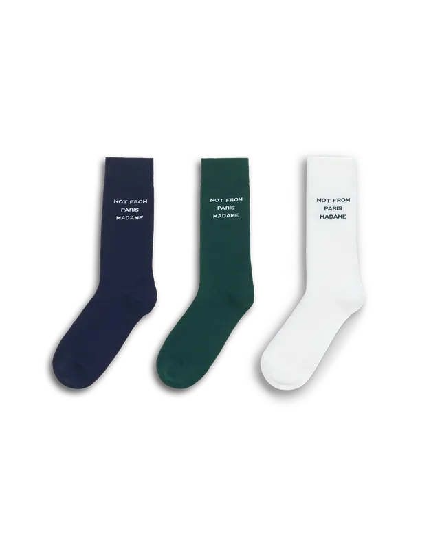 Drôle De Monsieur Pack Chaussettes Slogan Socken 3er Navy