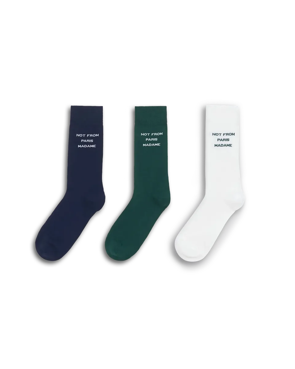 Drôle De Monsieur Pack Chaussettes Slogan Socken 3er Navy