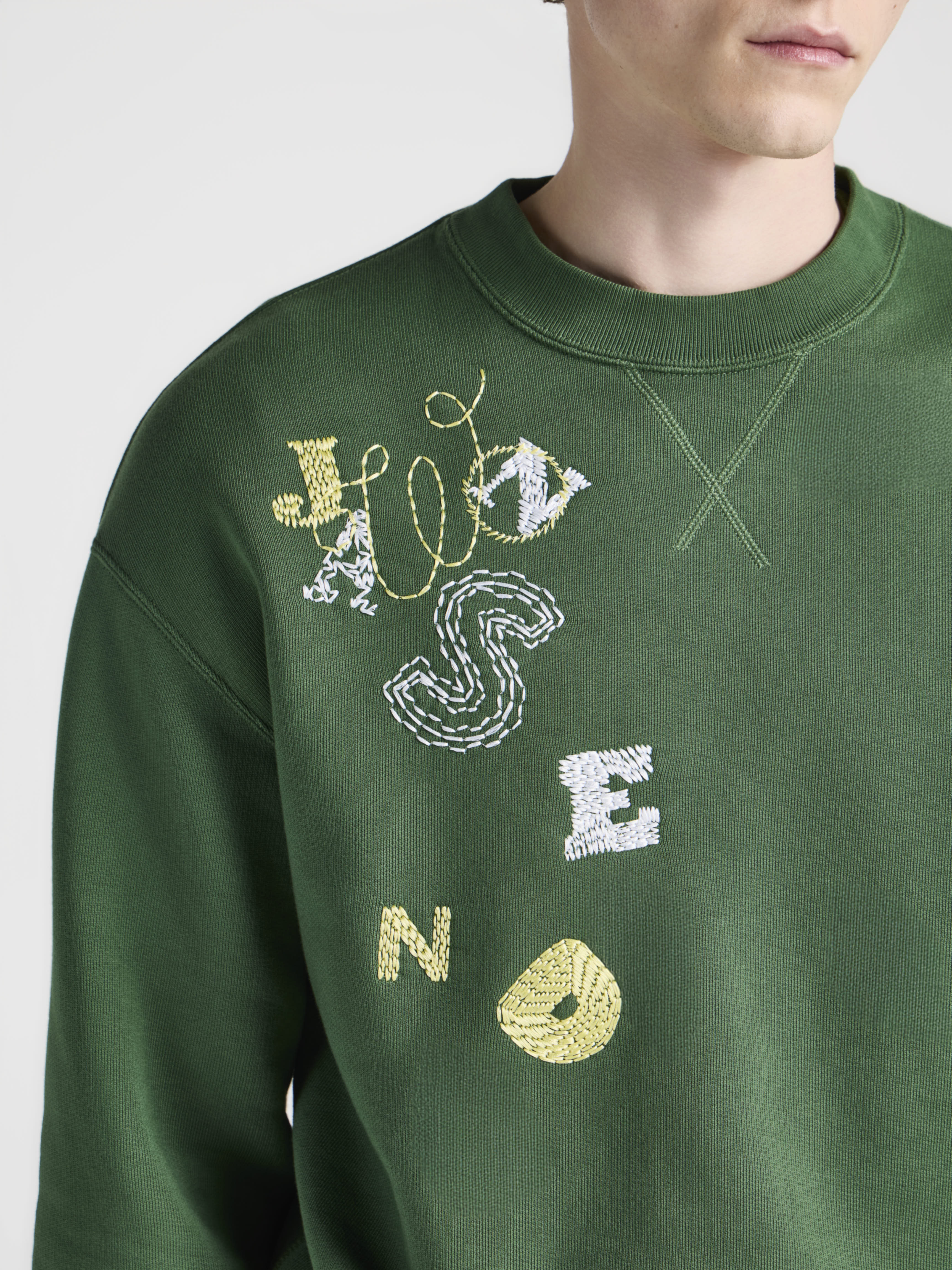 J.W.Anderson Sweatshirt Herren Grün Baumwolle Letters