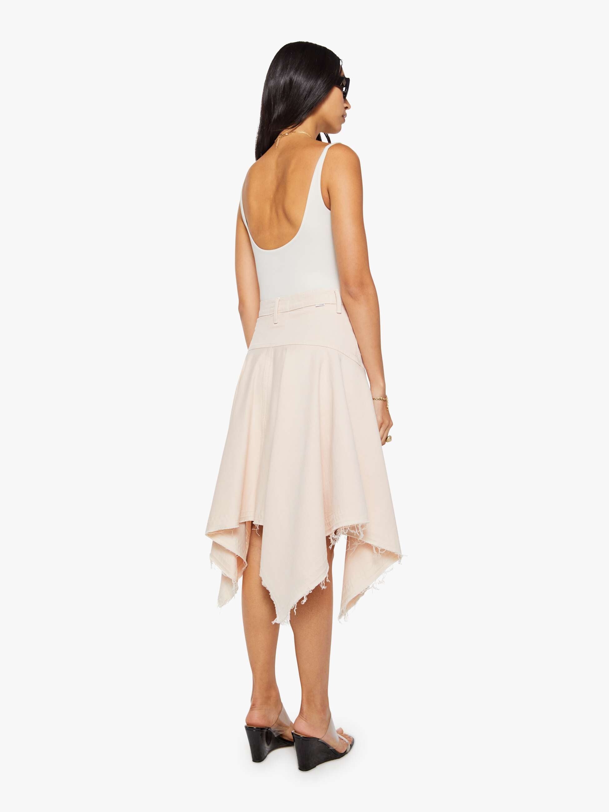 Mother The Hanky Midi Jeansrock Peach Puree High-Waist