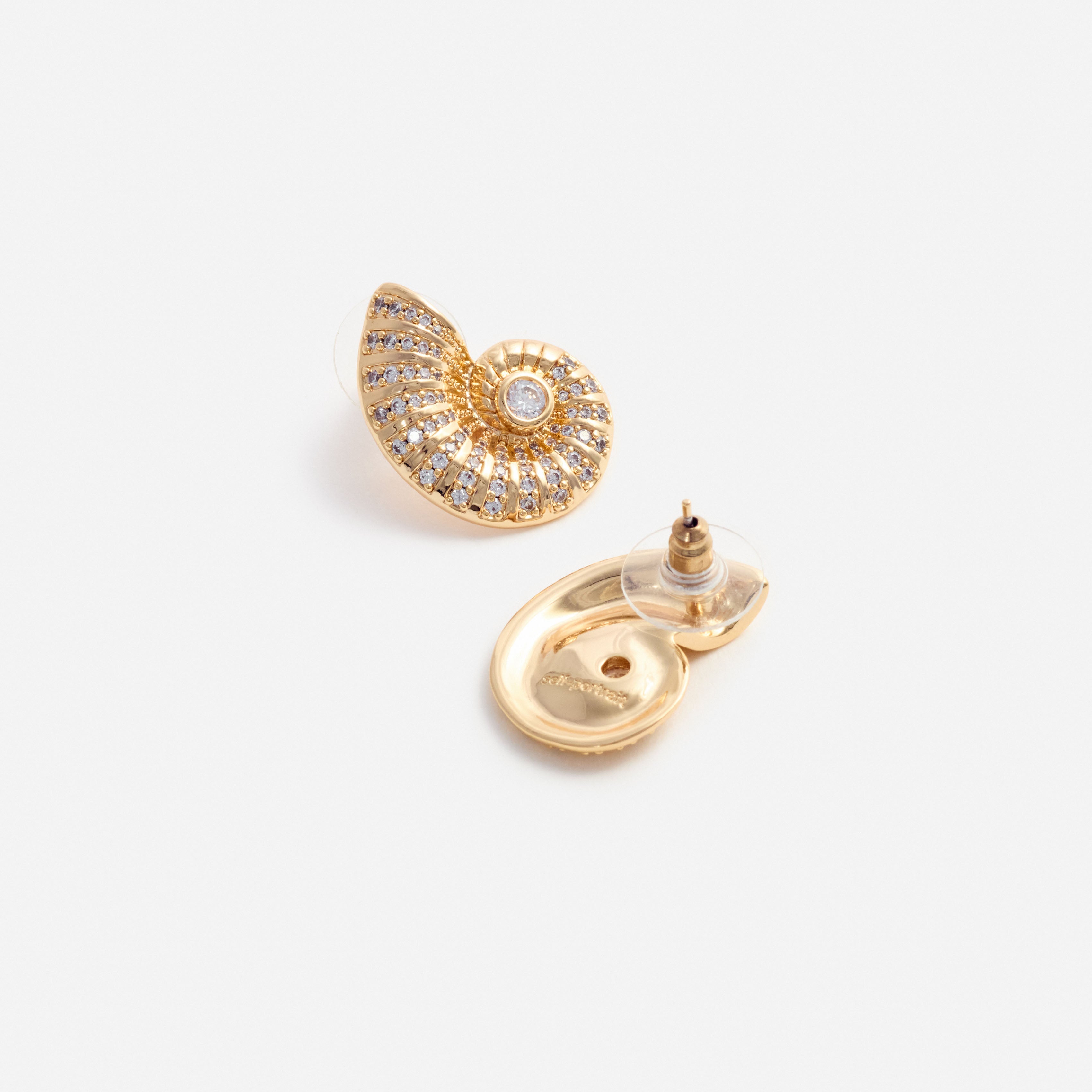 Self Portrait Gold Crystal Shell Ohrringe One Size
