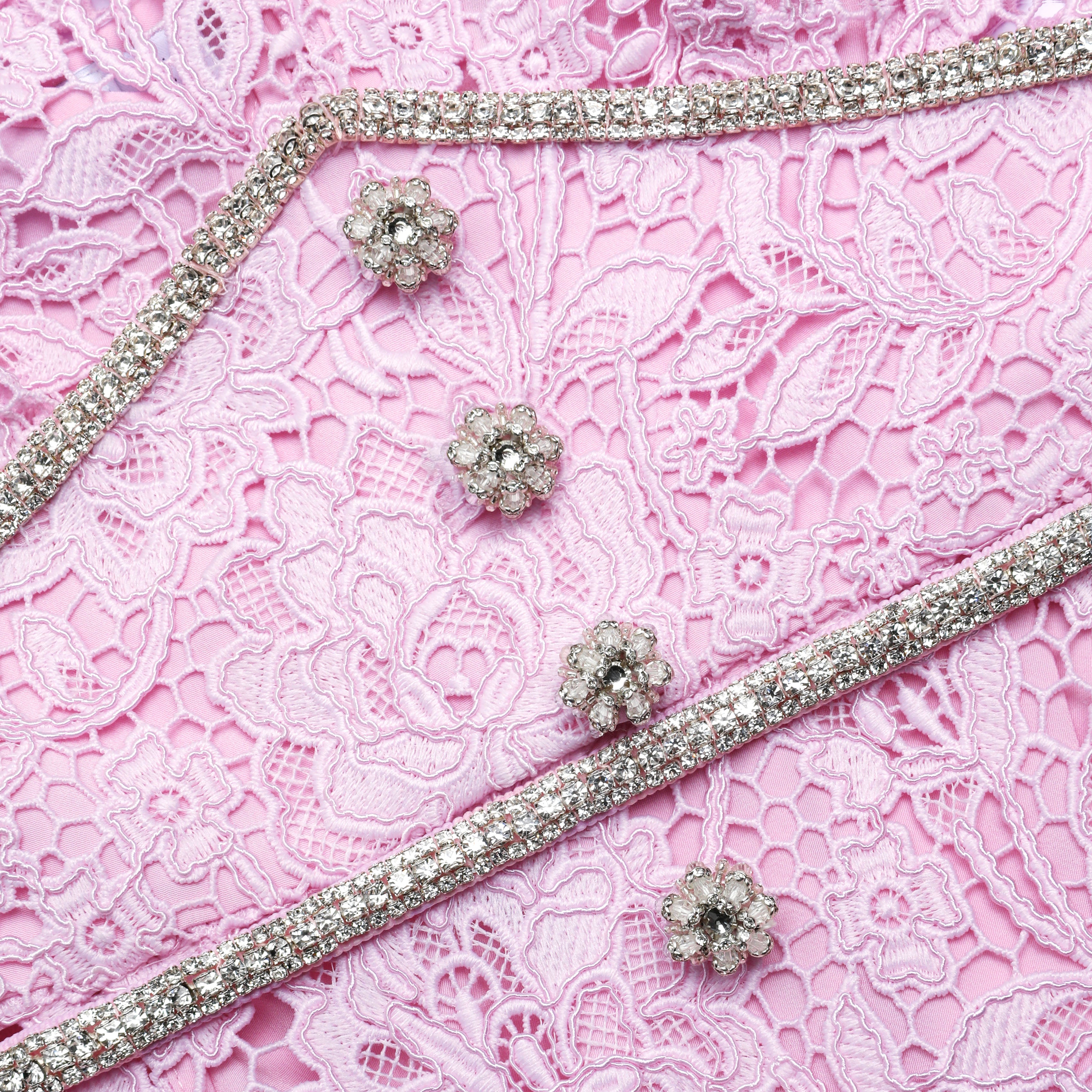 Self Portrait Pink Cord Lace Midikleid Rosa Spitze