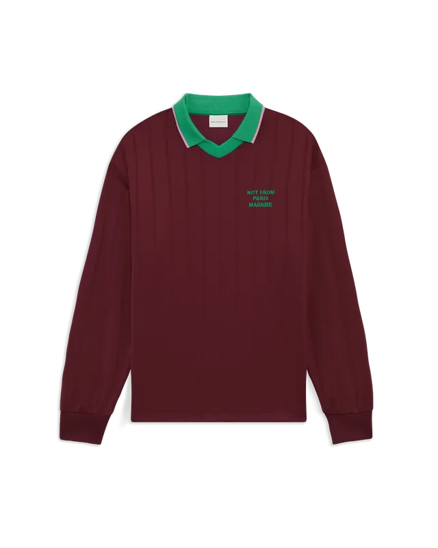 Drôle de Monsieur M-PL189 Polo Burgundy Langarm Slogan