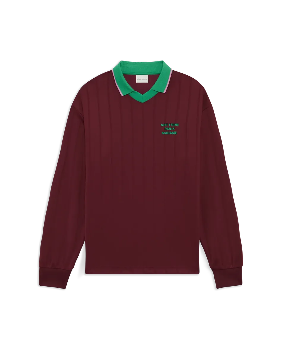 Drôle de Monsieur M-PL189 Polo Burgundy Langarm Slogan