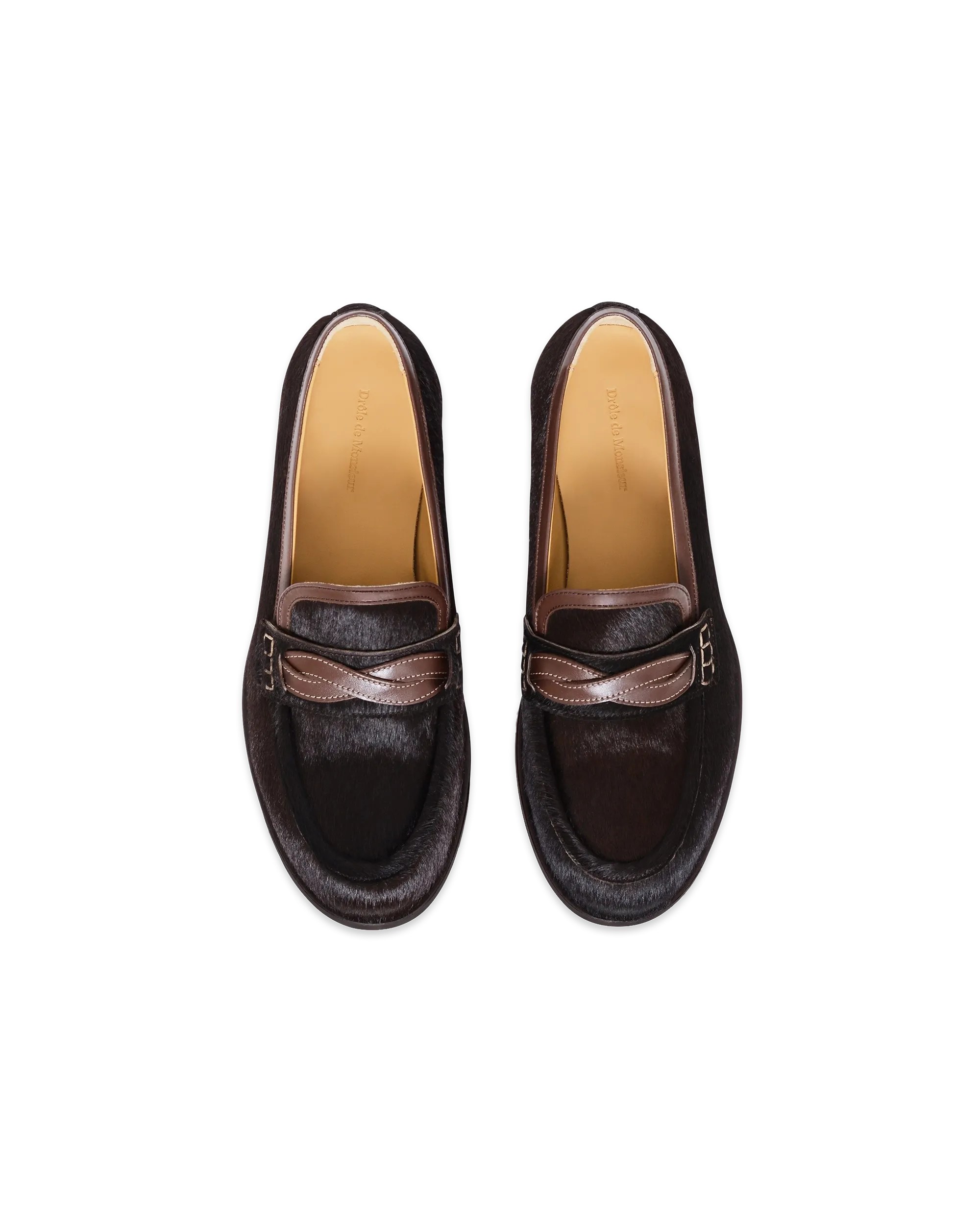 Drôle De Monsieur Mocassin Tresse Loafer Dunkelbraun Leder