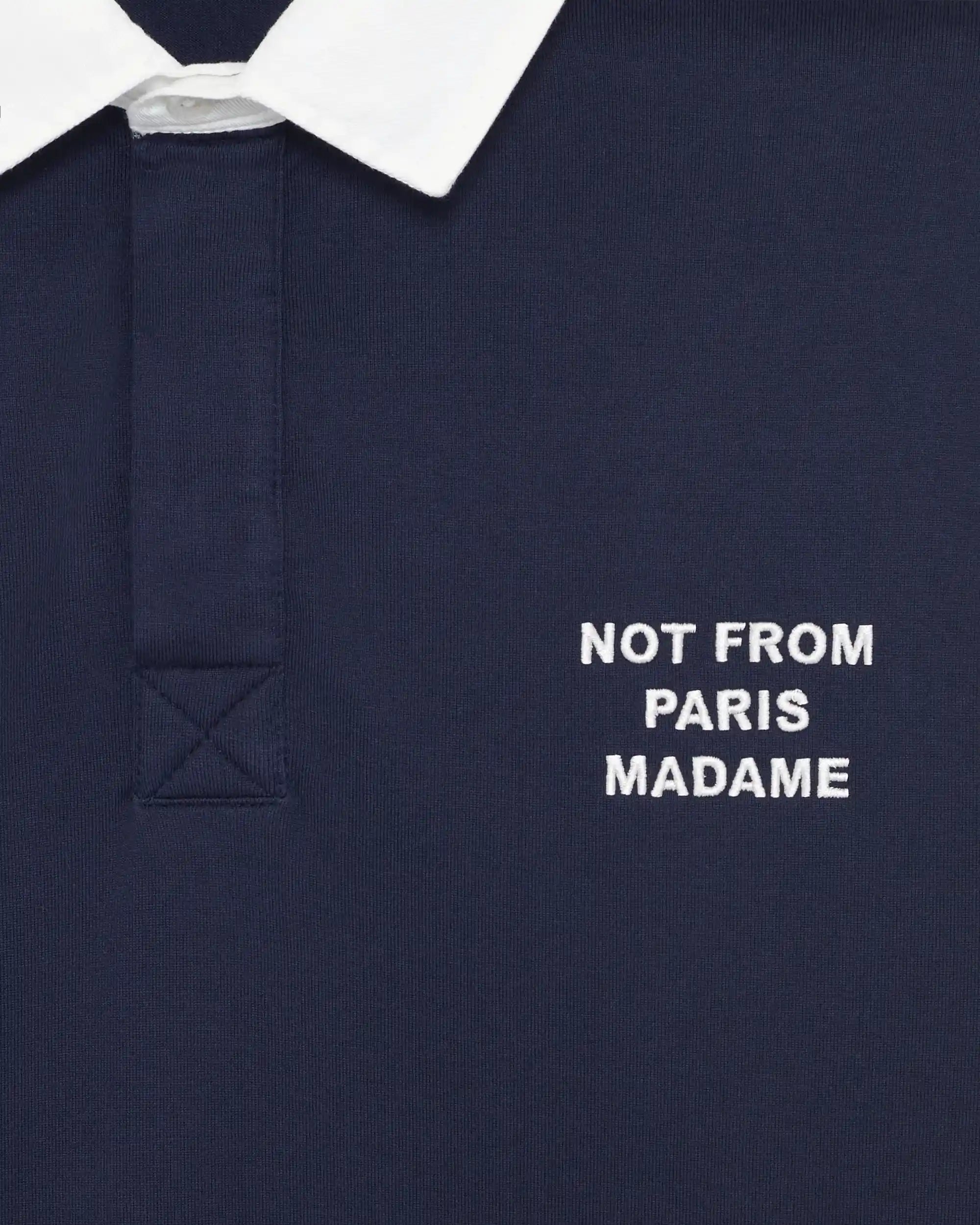 Drôle De Monsieur Slogan Longsleeve Polo Navy Baumwolle