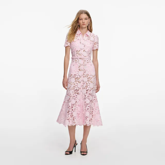 Self-Portrait Dresses Pink Lace Midi Kleid Rosa Spitze