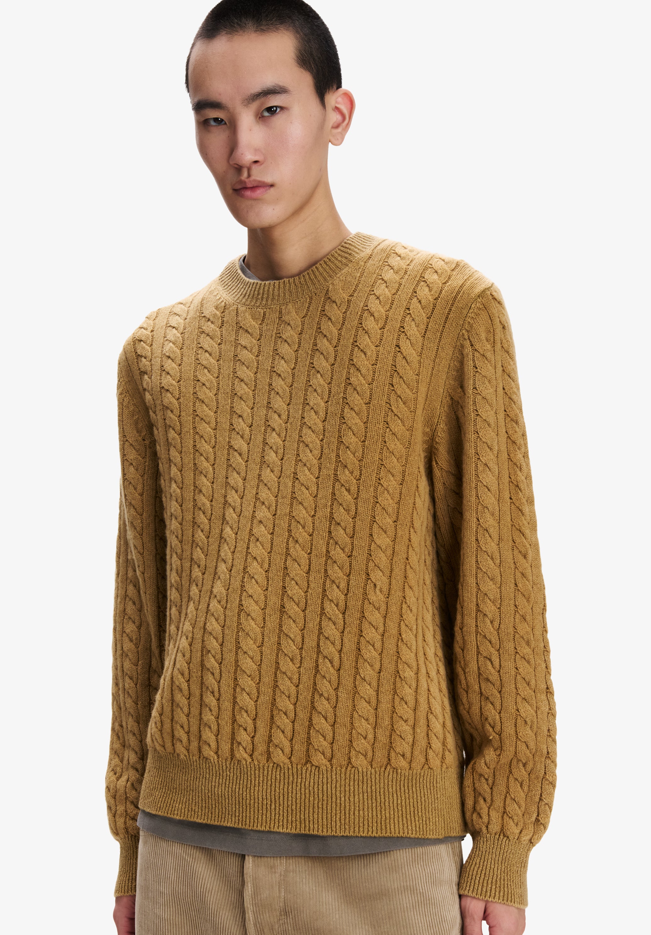 A.P.C. Zopfstrickpullover Wolle tabakbraun