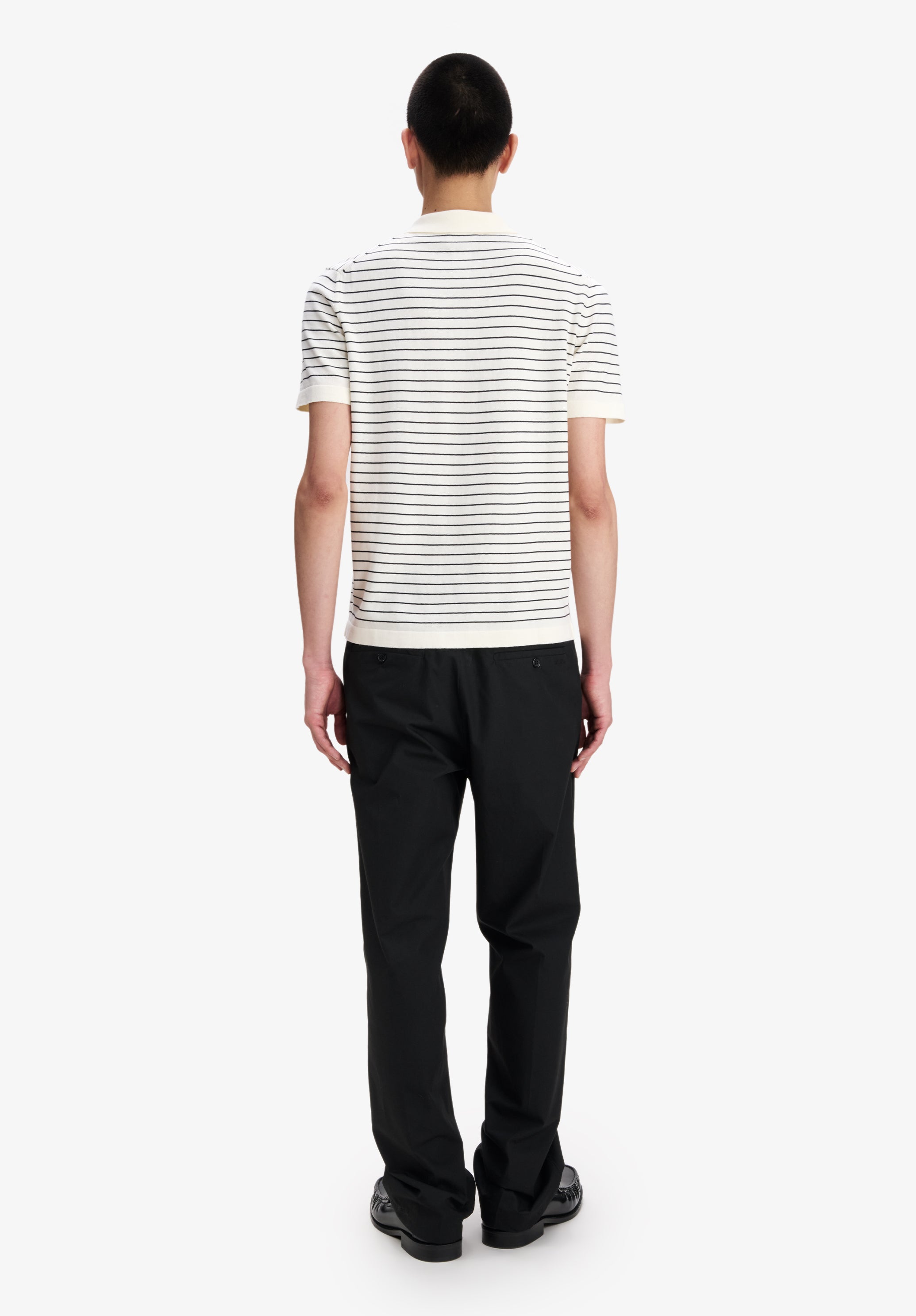 A.P.C. Polohemd Ecru Gestreift Slim Fit Kurzarm