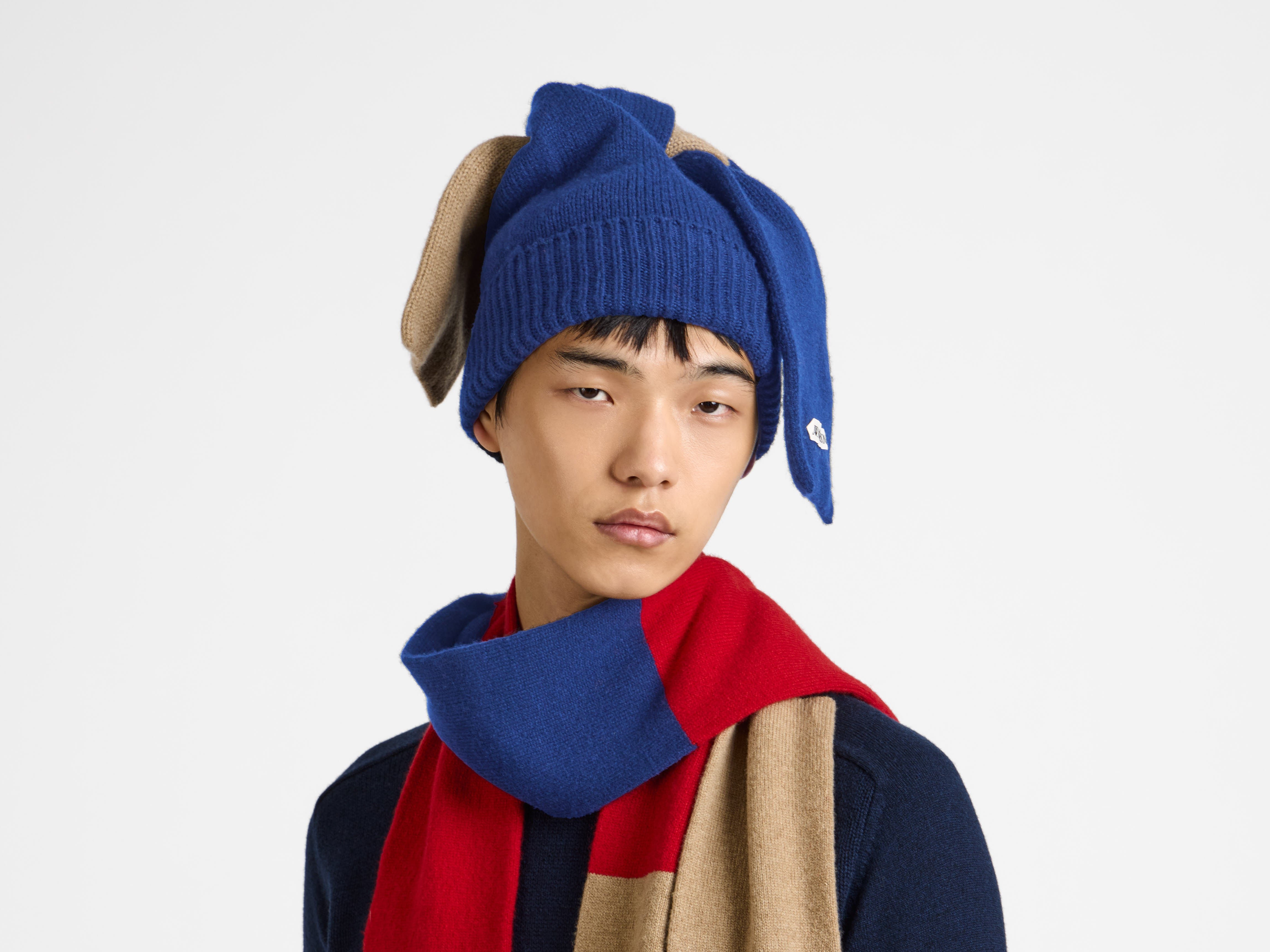 J.W.Anderson Knotted Beanie Mütze Navy Beige OS