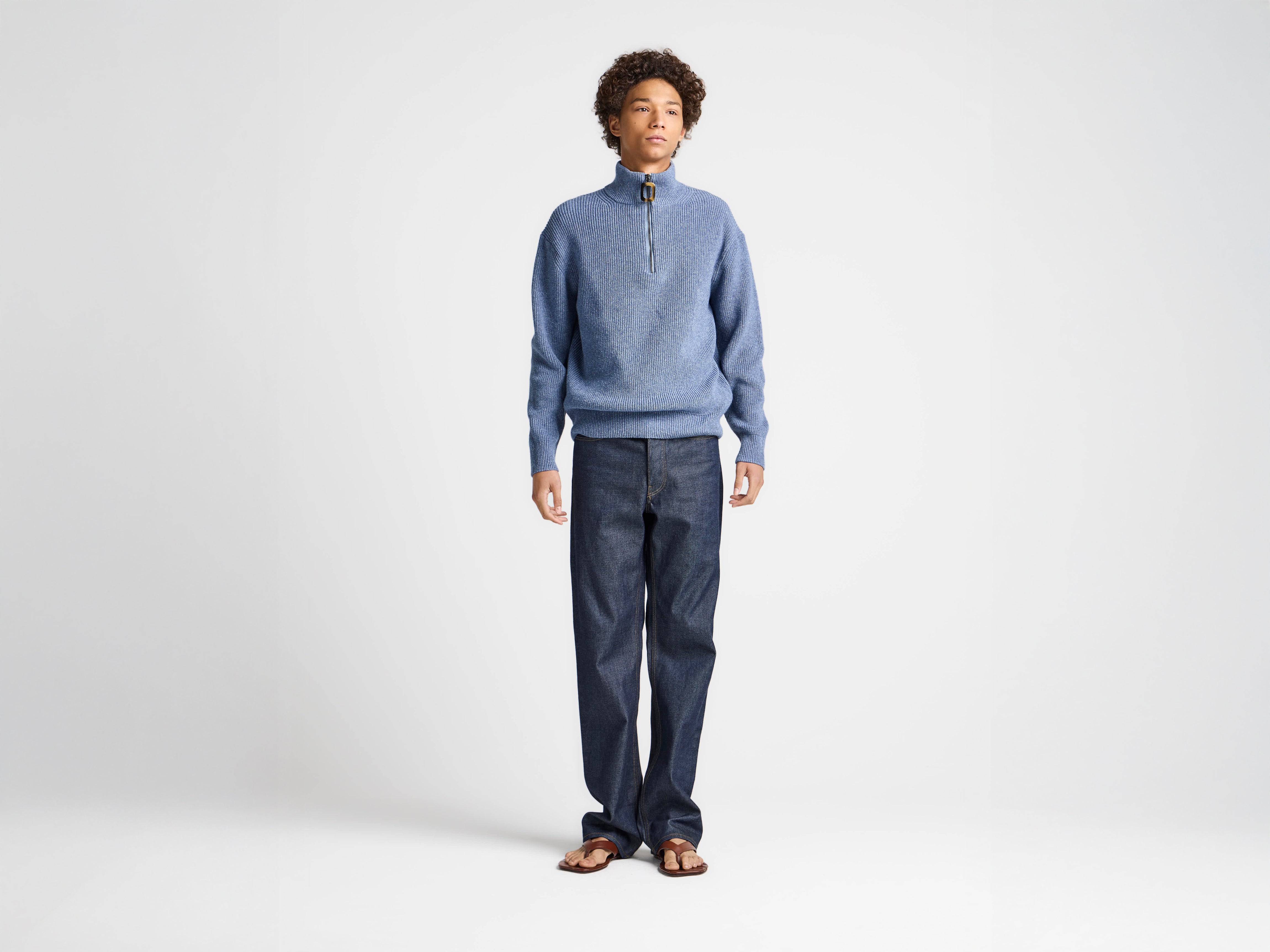 J.W.Anderson Knitwear Half Zip Jumper Pullover Rauchblau