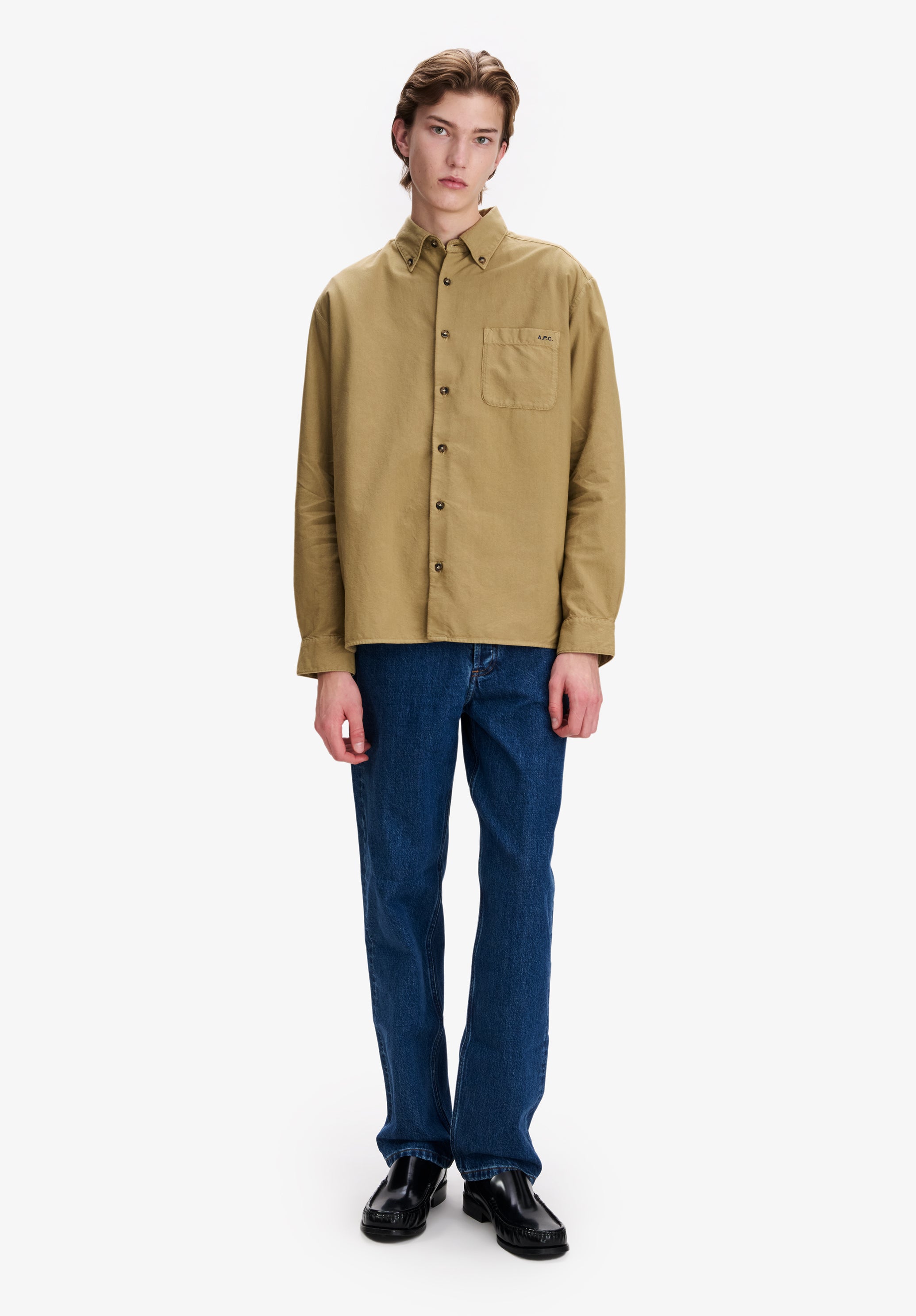 A.P.C. Oxford-Hemd Khaki Bio-Baumwolle Button-Down