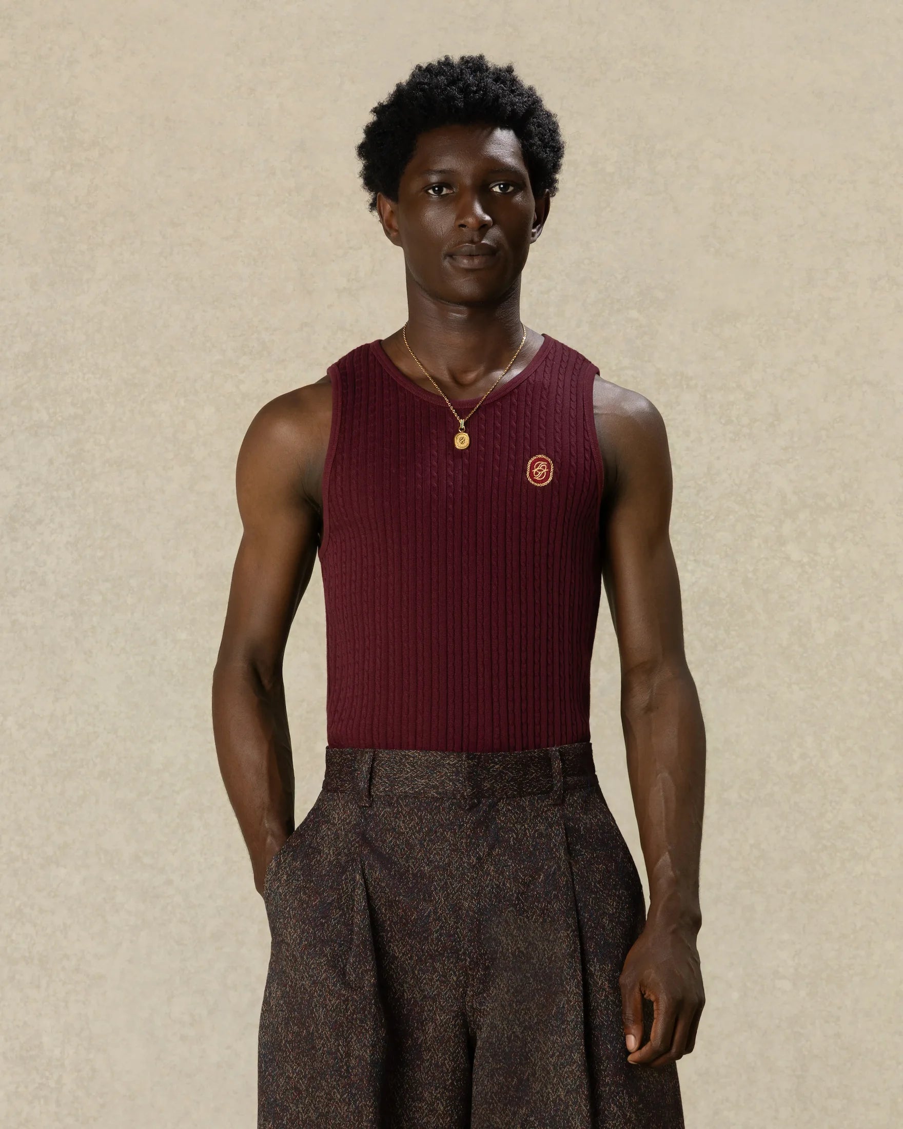 Drôle De Monsieur D Mirror Tank Top Tanktop Burgundy Baumwolle