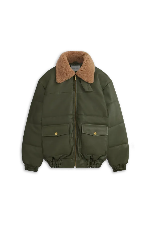 Drôle De Monsieur Le Blouson Cuir Lederjacke khaki gesteppt