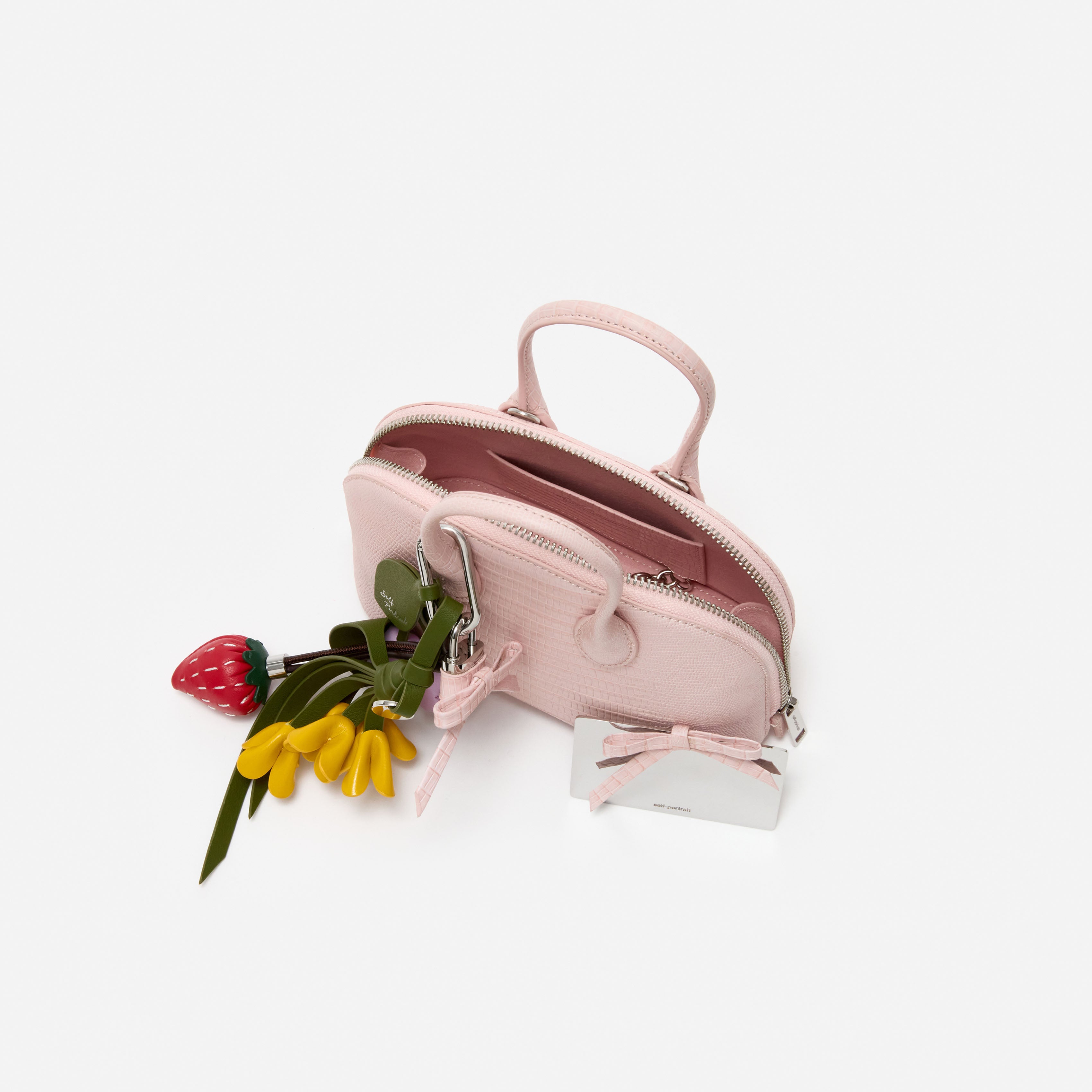 Self Portrait Embossed Leather Pink Mini Bag Tasche Rosa