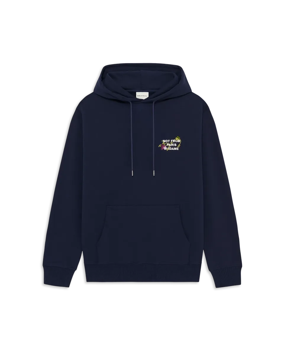 Drôle De Monsieur Vine Hoodie Navy Baumwolle Stickerei