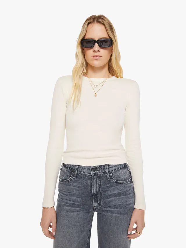 Mother Itty Bitty Crop Longsleeve Antique White weiß