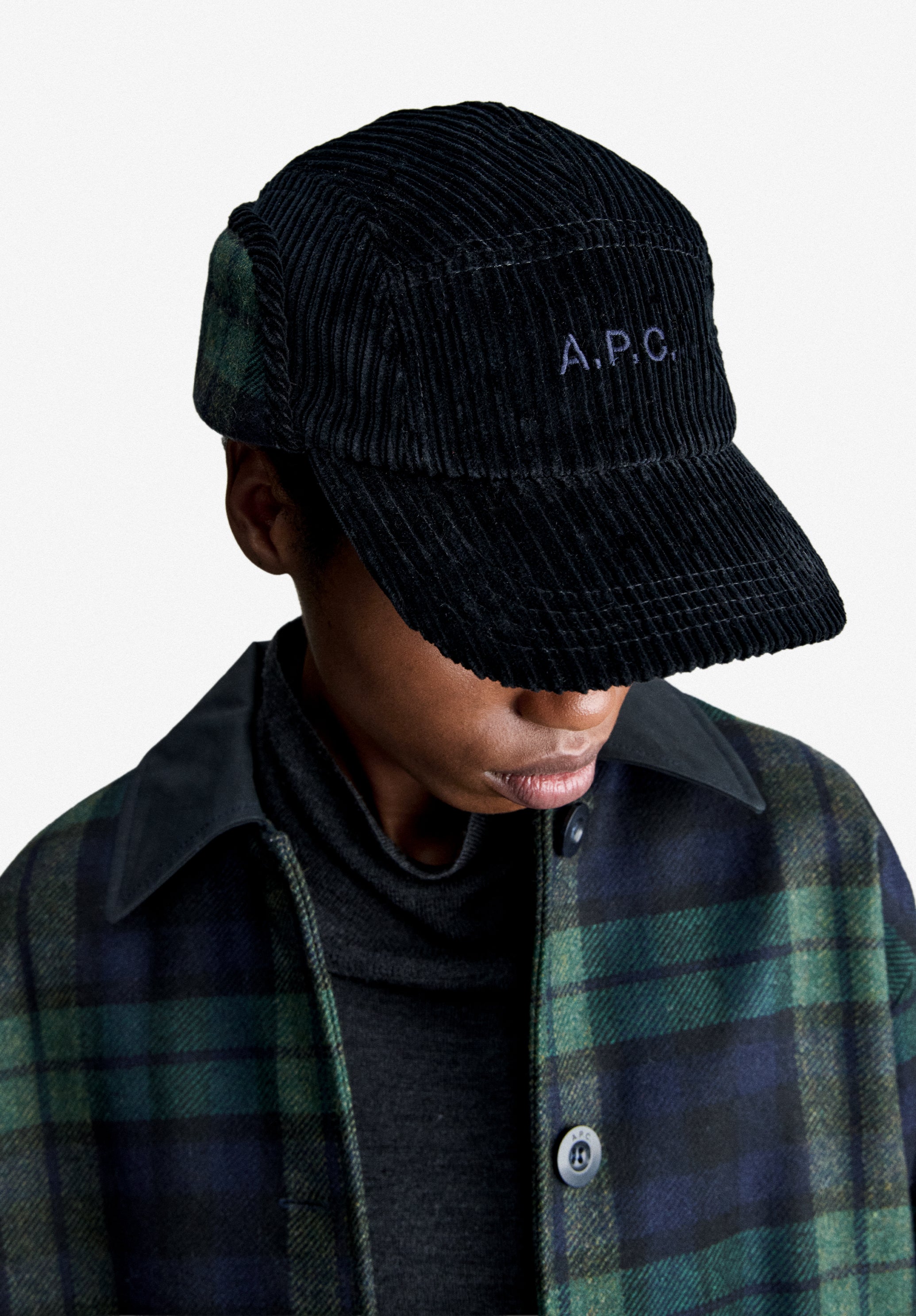 A.P.C. HATS Schirmmütze Gr. 58 Cord Wolle Tartan