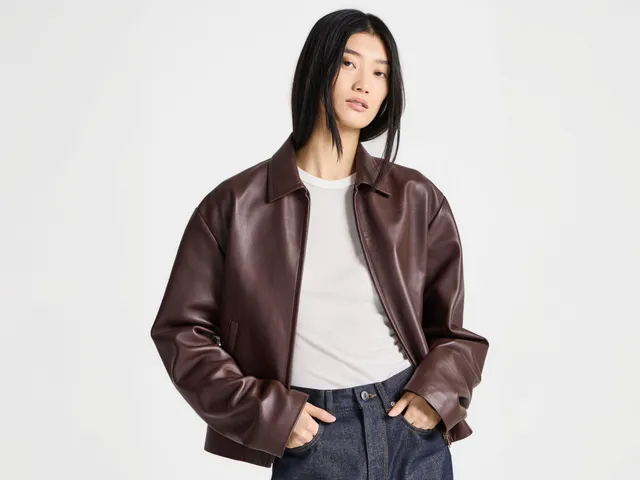 J.W.Anderson Blouson Lederjacke Damen Schokobraun Nappa