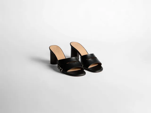 J.W.Anderson Loafer Mule Sandalen Damen Schwarz Leder Absatz