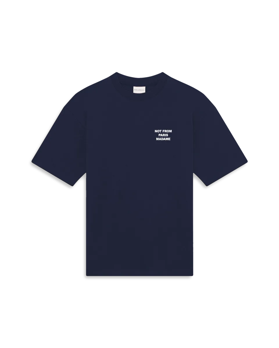 Drôle de Monsieur Le T-Shirt Slogan T-Shirt Baumwolle Navy
