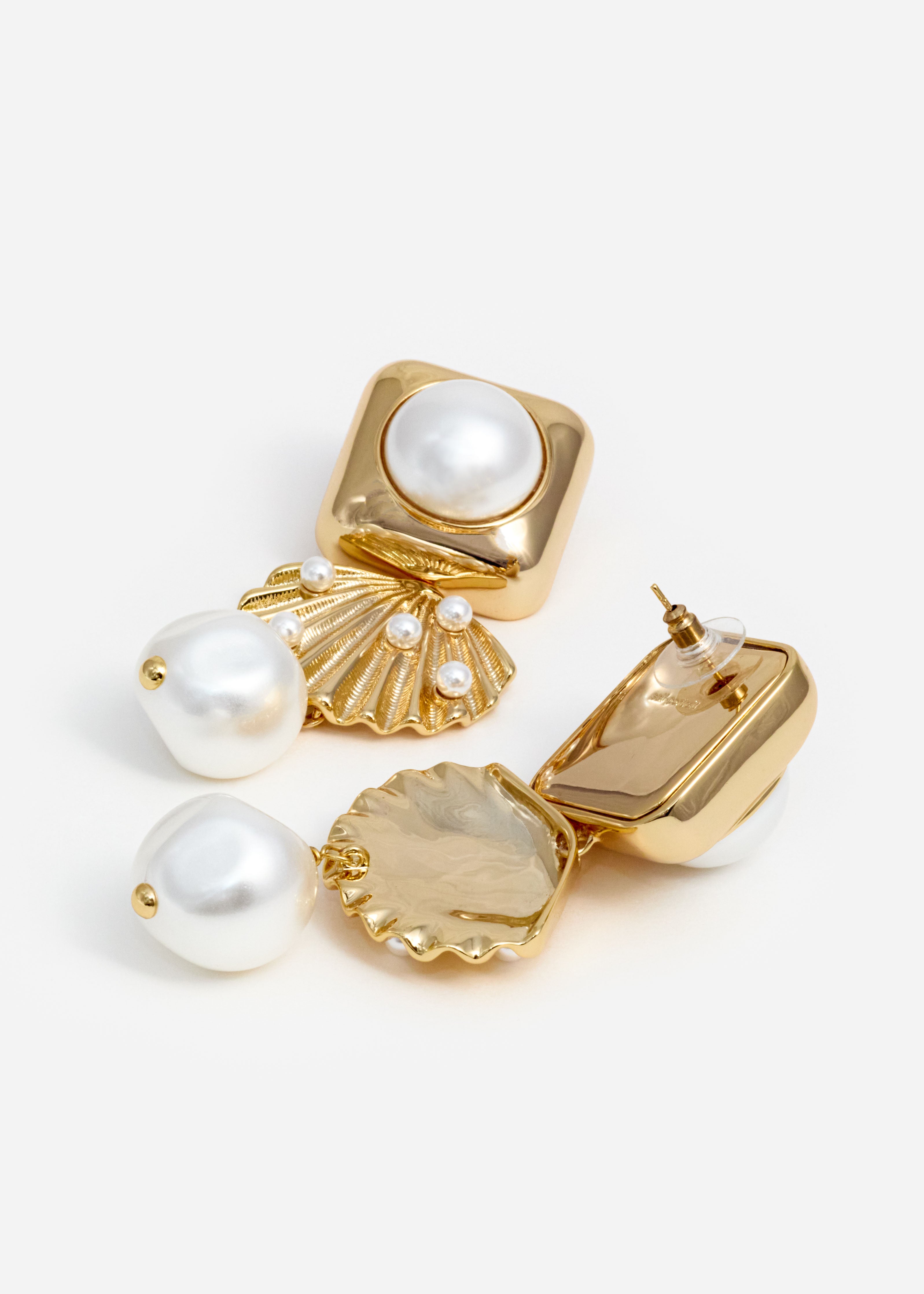Self Portrait Gold Pearl Shell Ohrringe Gold