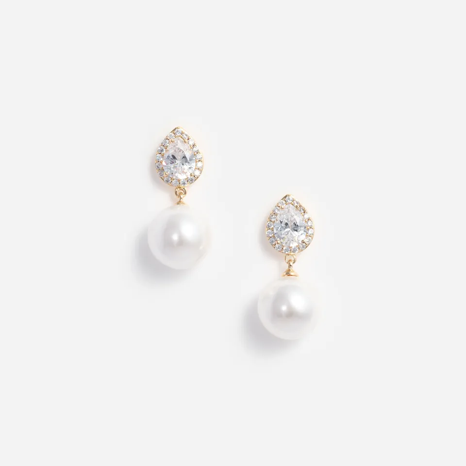 Self Portrait Jewellery Gold Crystal Pearl Ohrringe Gold
