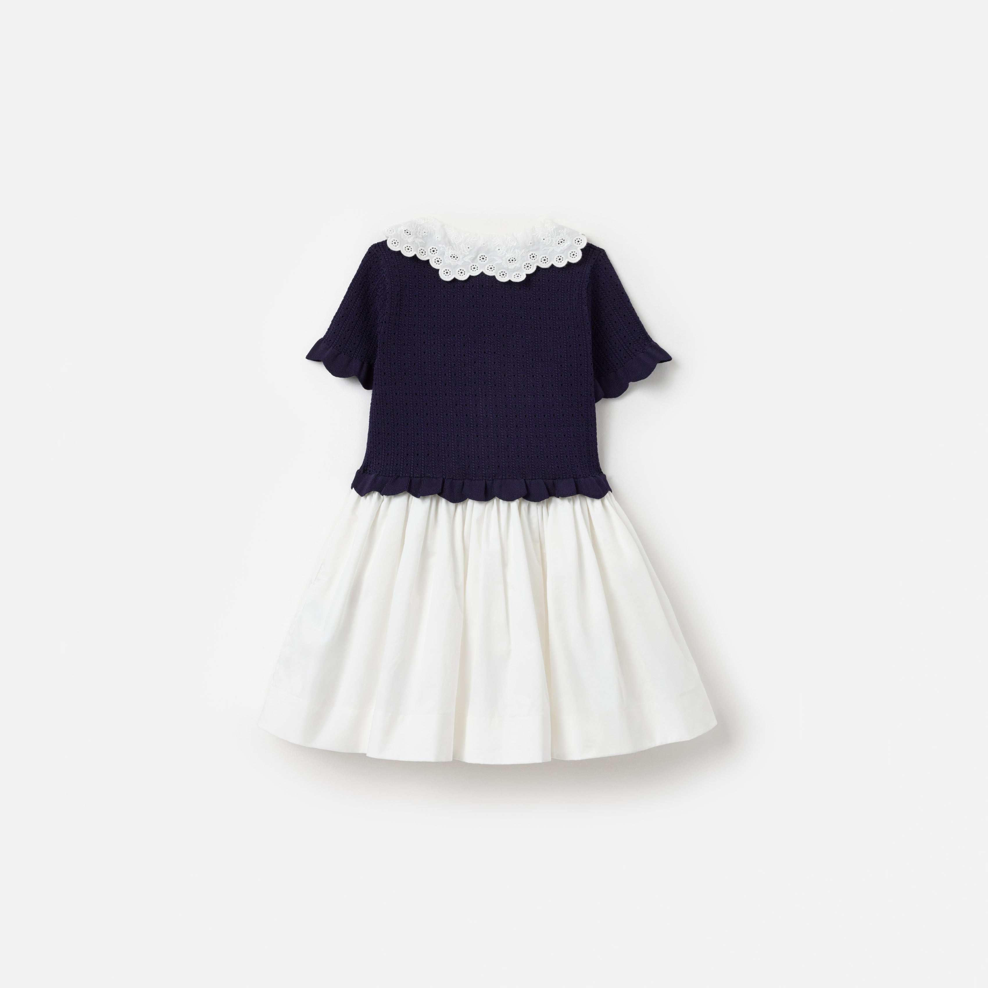 Self Portrait Navy Knit Pleated Kinderkleid Navy Strick